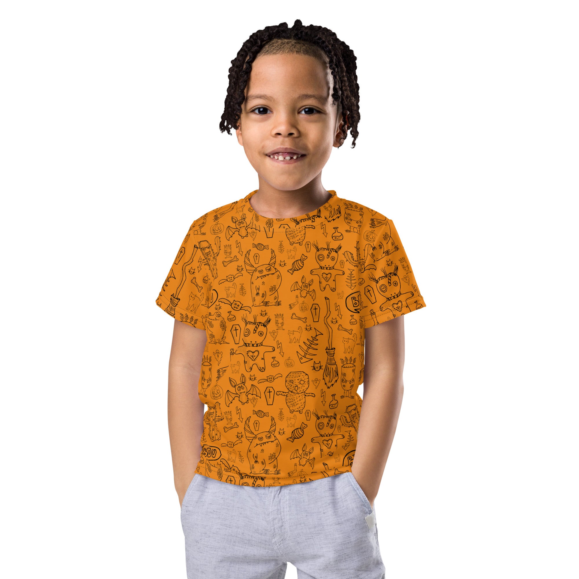 Kids crew neck t shirt Spooky Doodles I