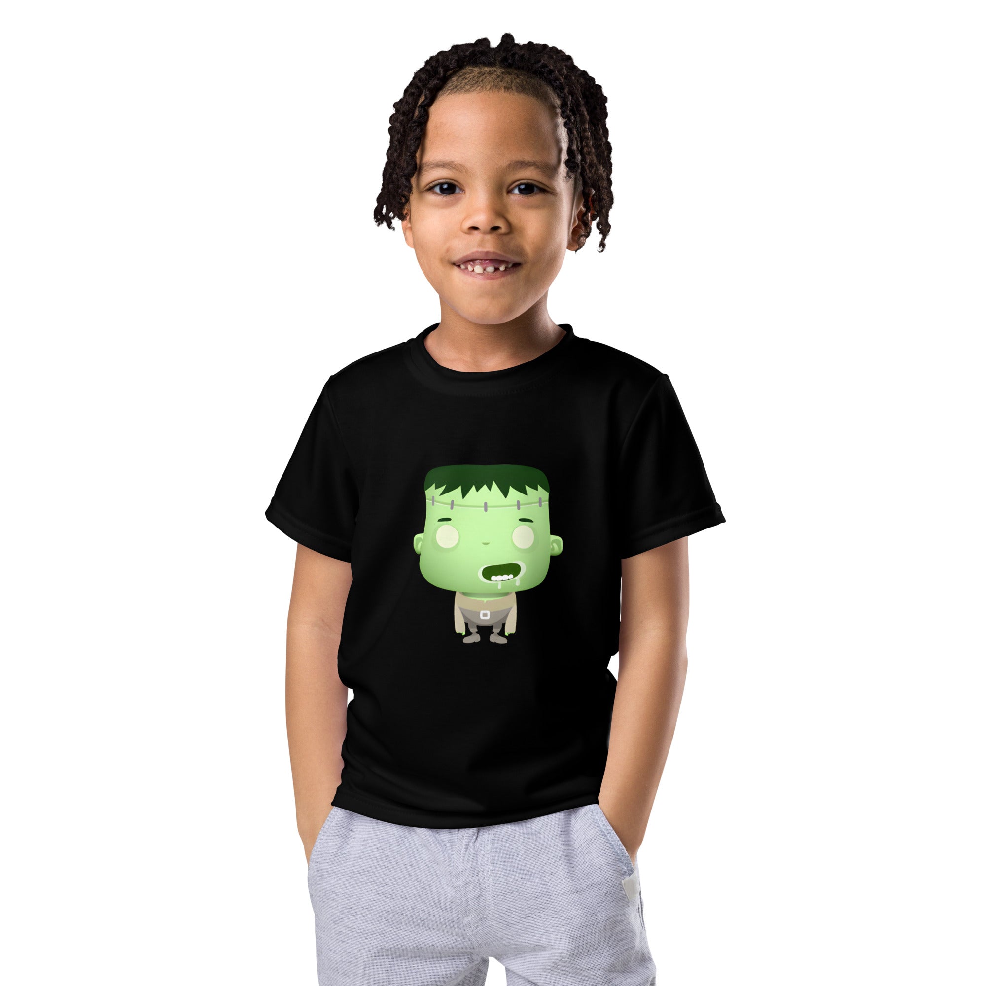 Kids crew neck t shirt Spooky Halloween Monster Franky