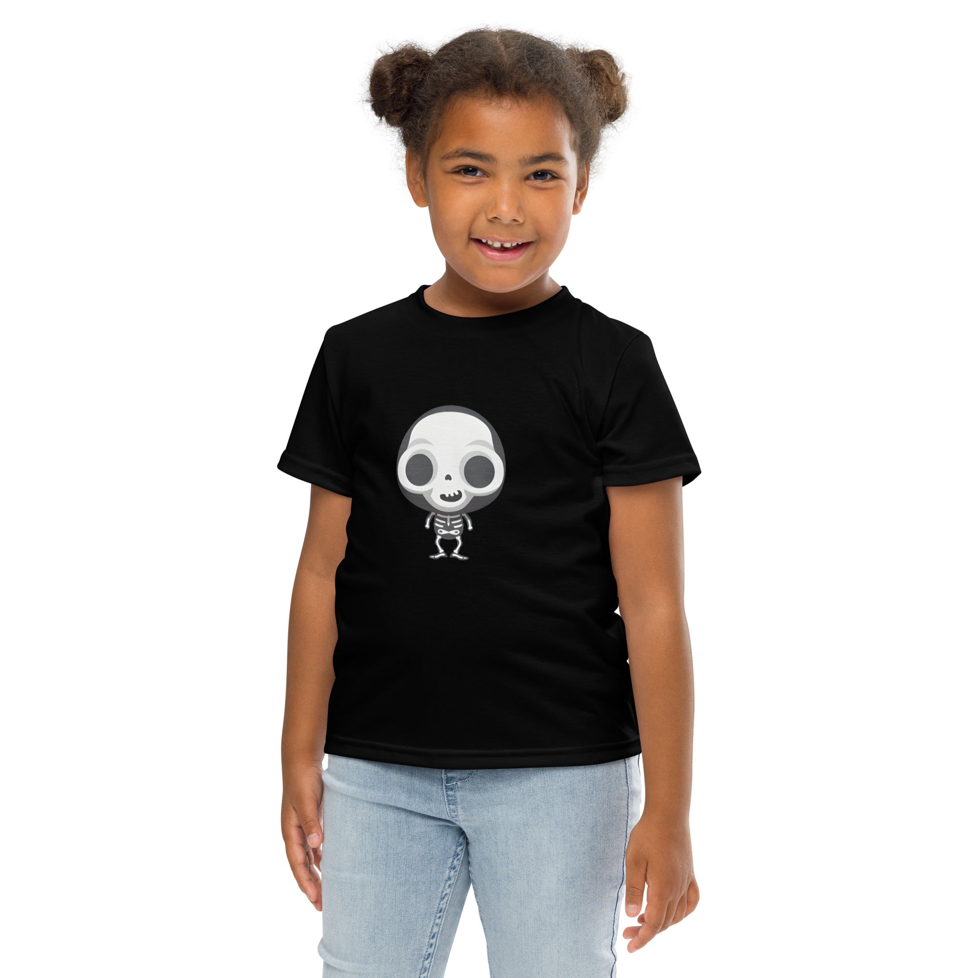 Kids crew neck t shirt Spooky Halloween Monster Skeleton