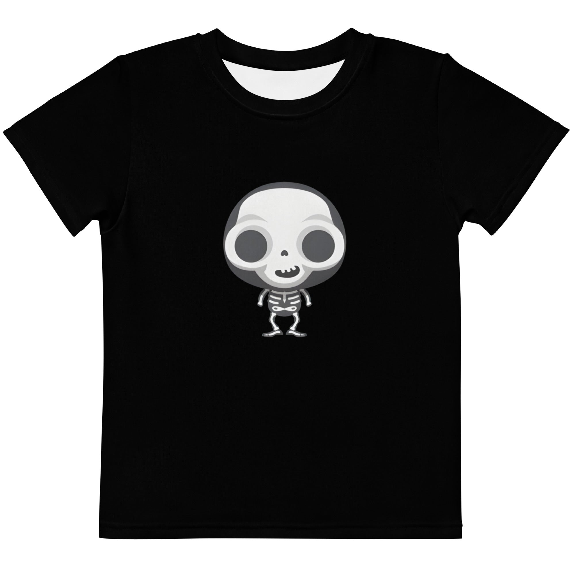 Kids crew neck t shirt Spooky Halloween Monster Skeleton