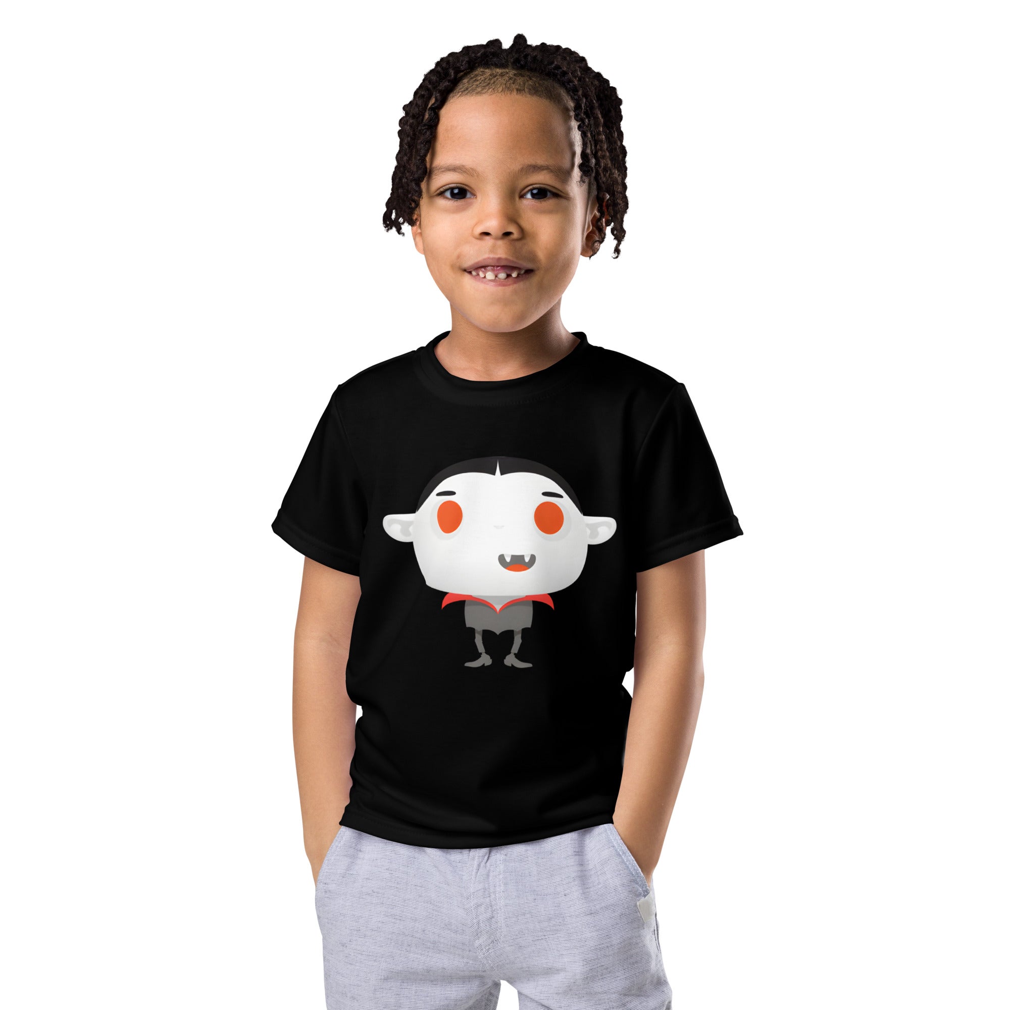Kids crew neck t shirt Spooky Halloween Monster Vampire