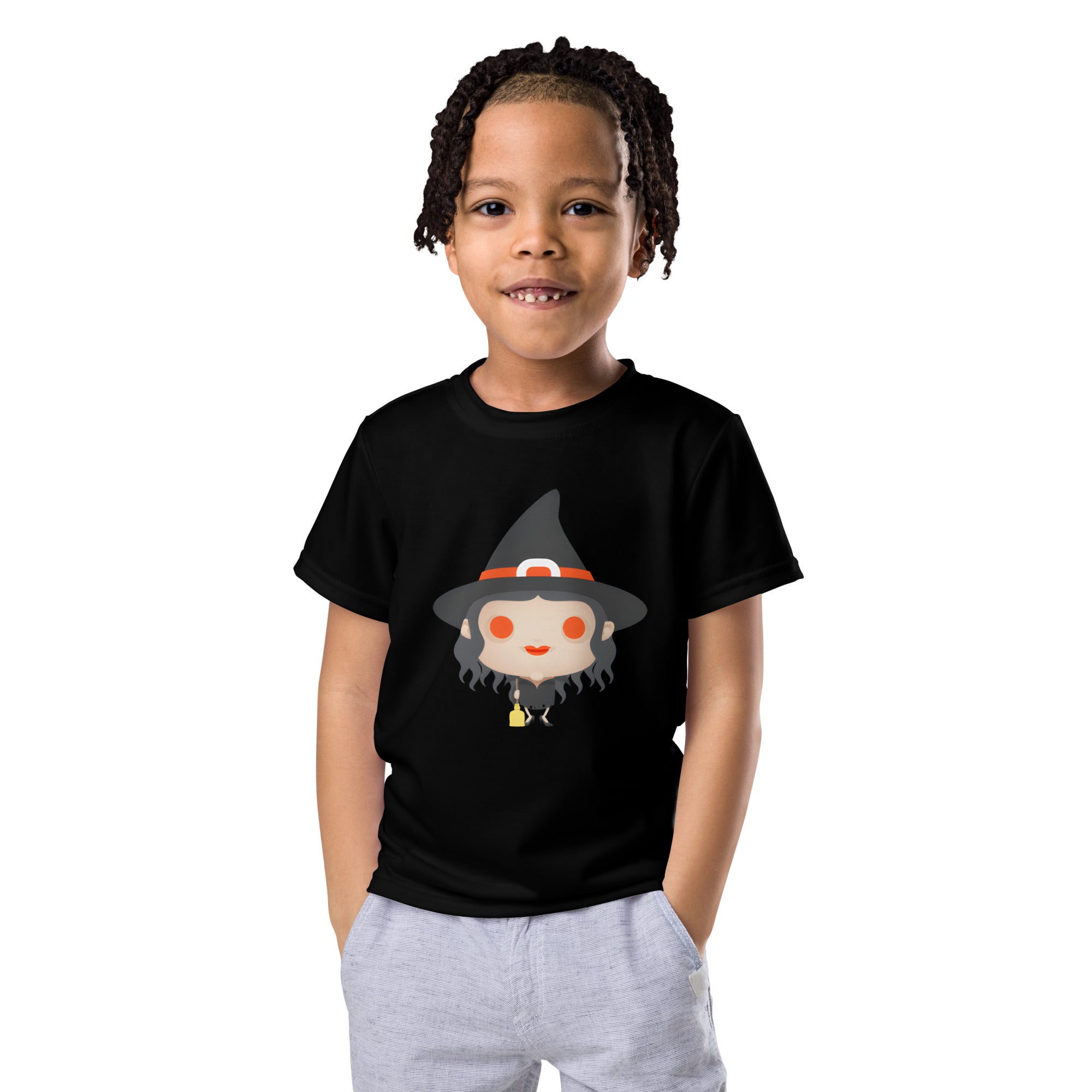 Kids crew neck t shirt Spooky Halloween Monster Witch