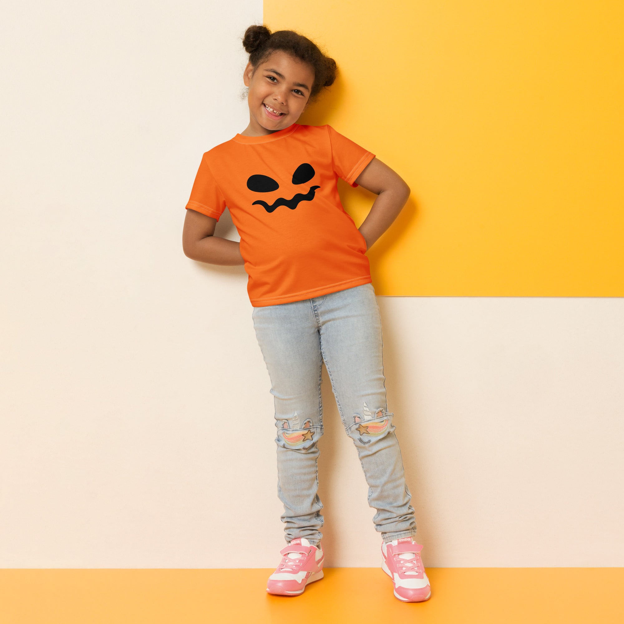 Kids crew neck t shirt Spooky smile I