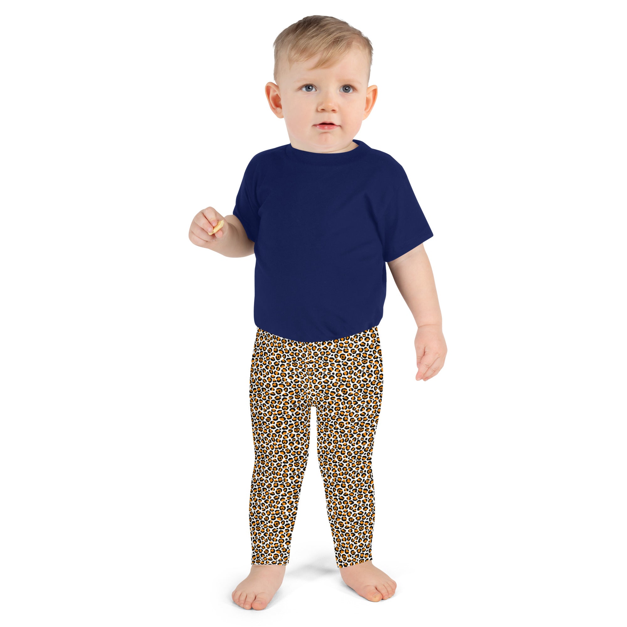 Kid's Leggings Leopard Orange and White