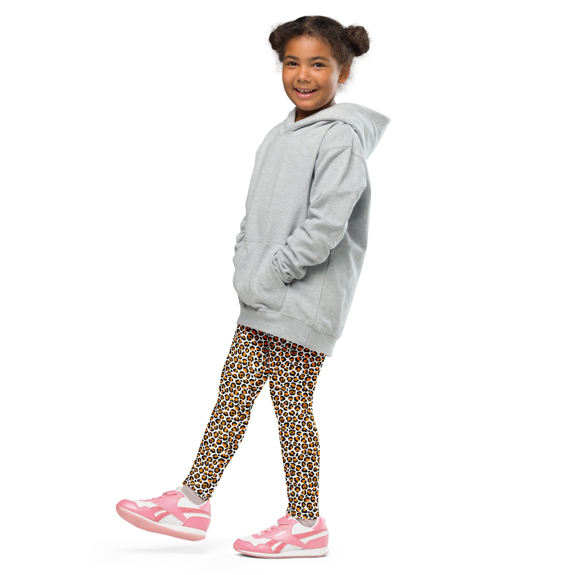 Kid's Leggings Leopard Orange and White