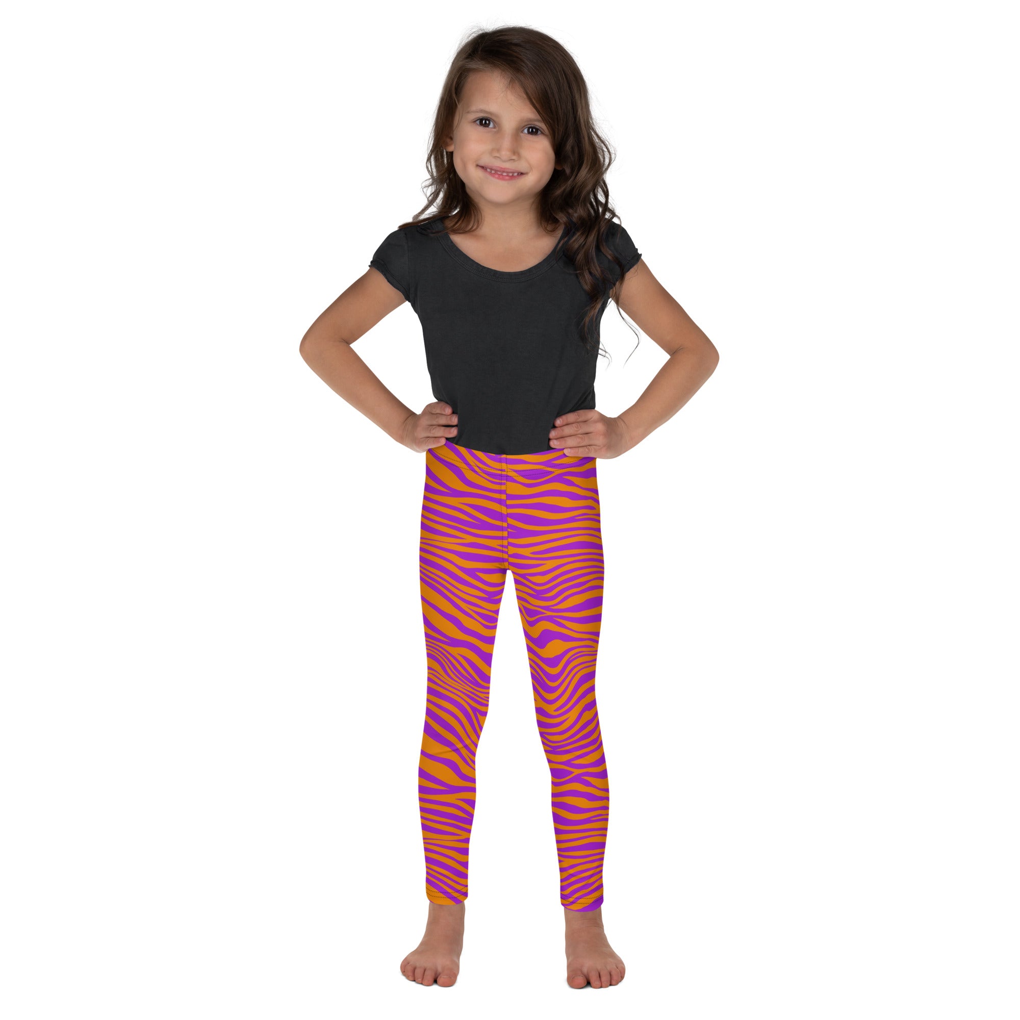 Kid's Leggings Leopard Purple and Orange