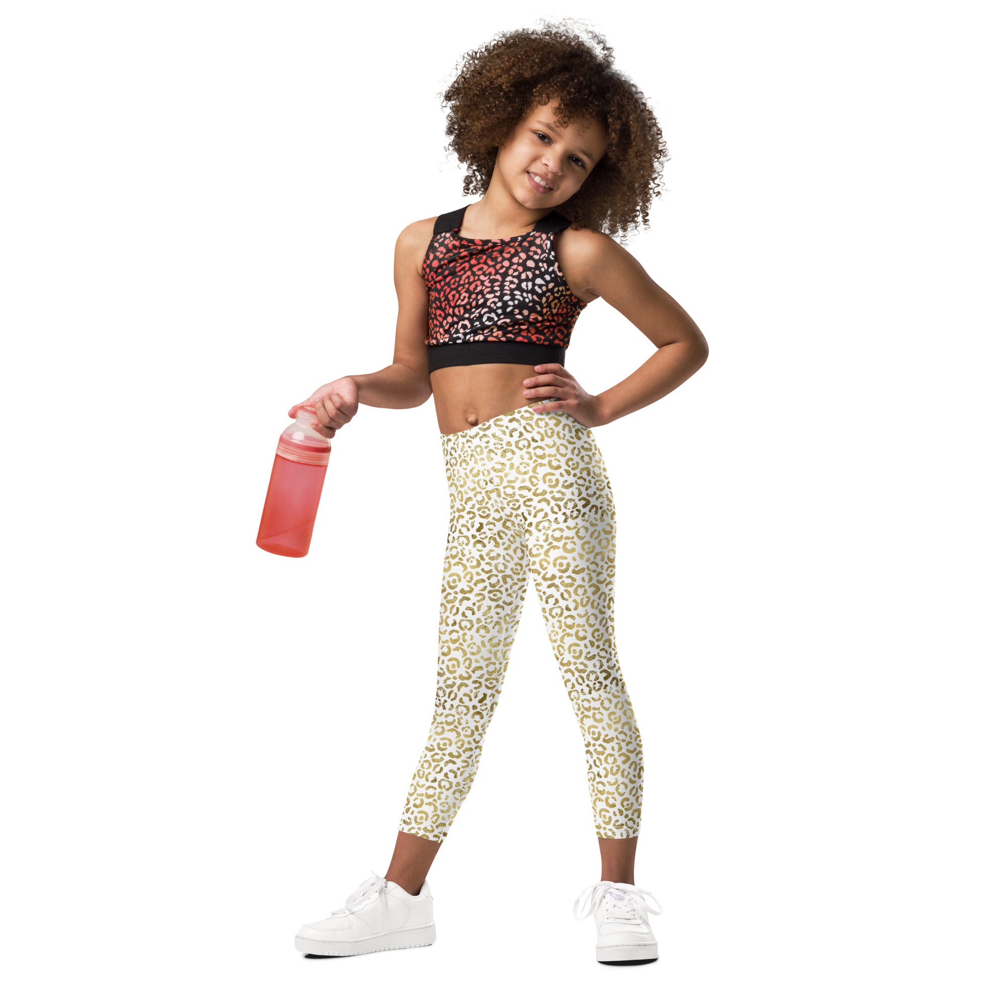 Kid's Leggings Leopard White and Gold