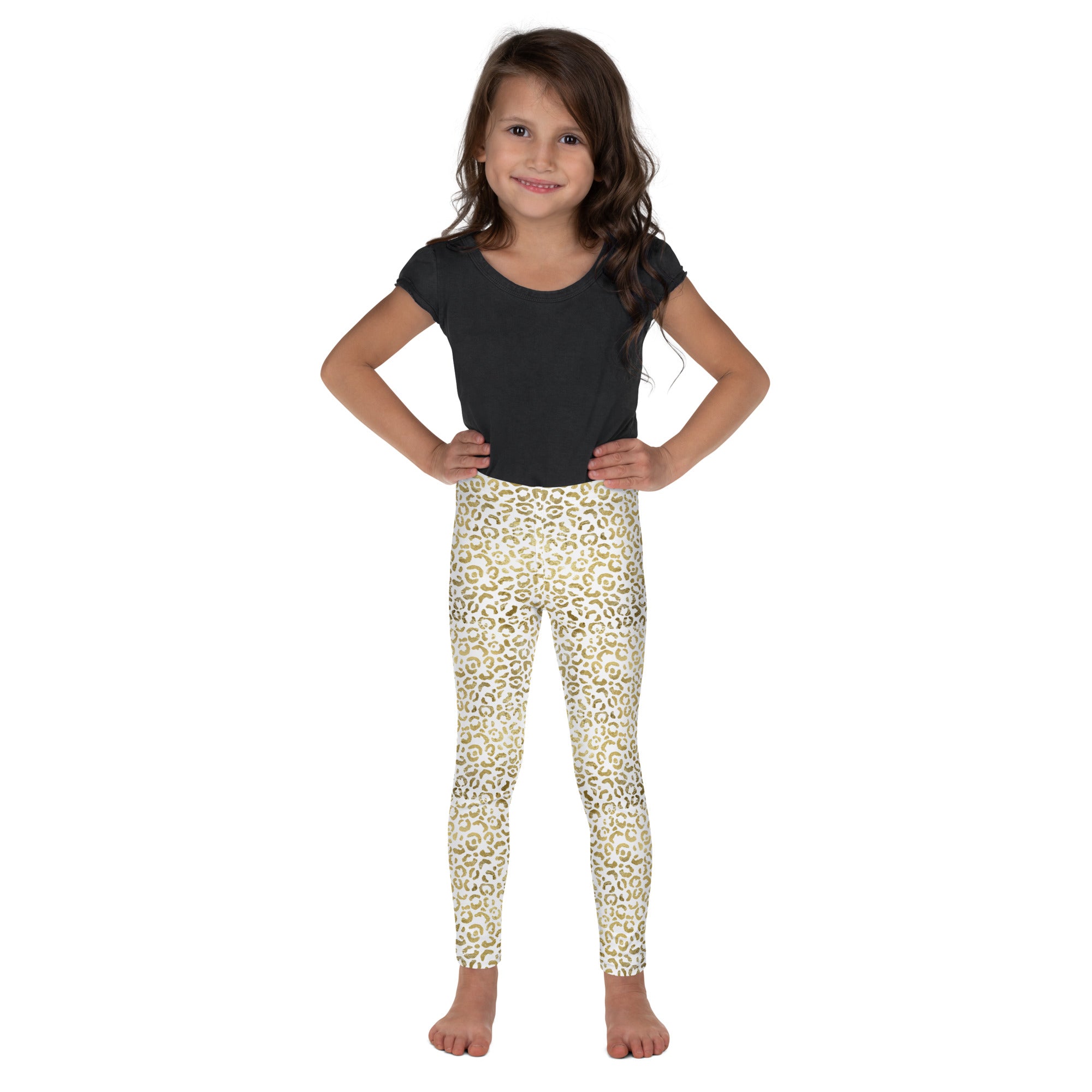 Kid's Leggings Leopard White and Gold