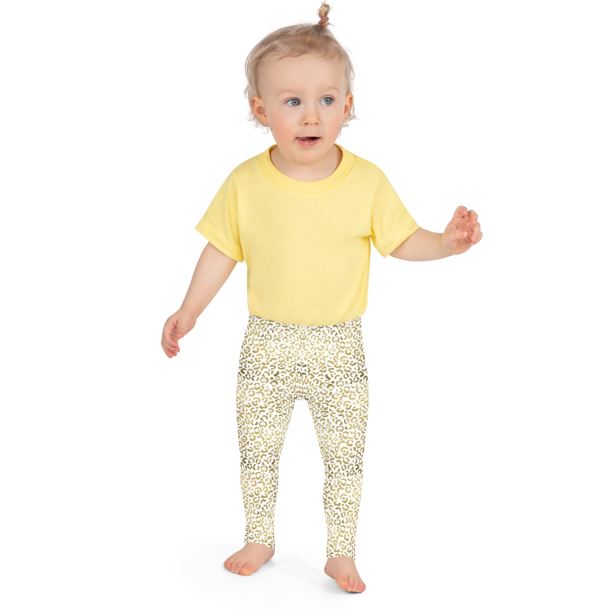 Kid's Leggings Leopard White and Gold
