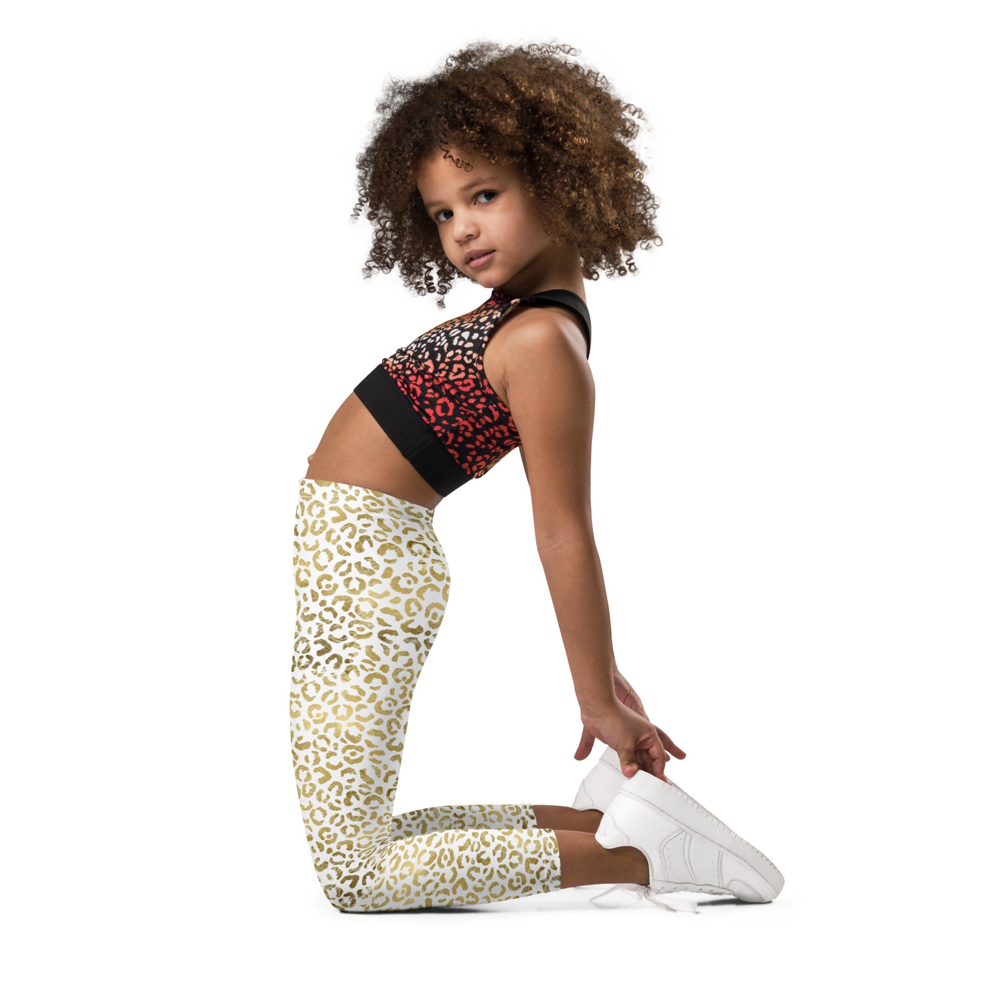Kid's Leggings Leopard White and Gold