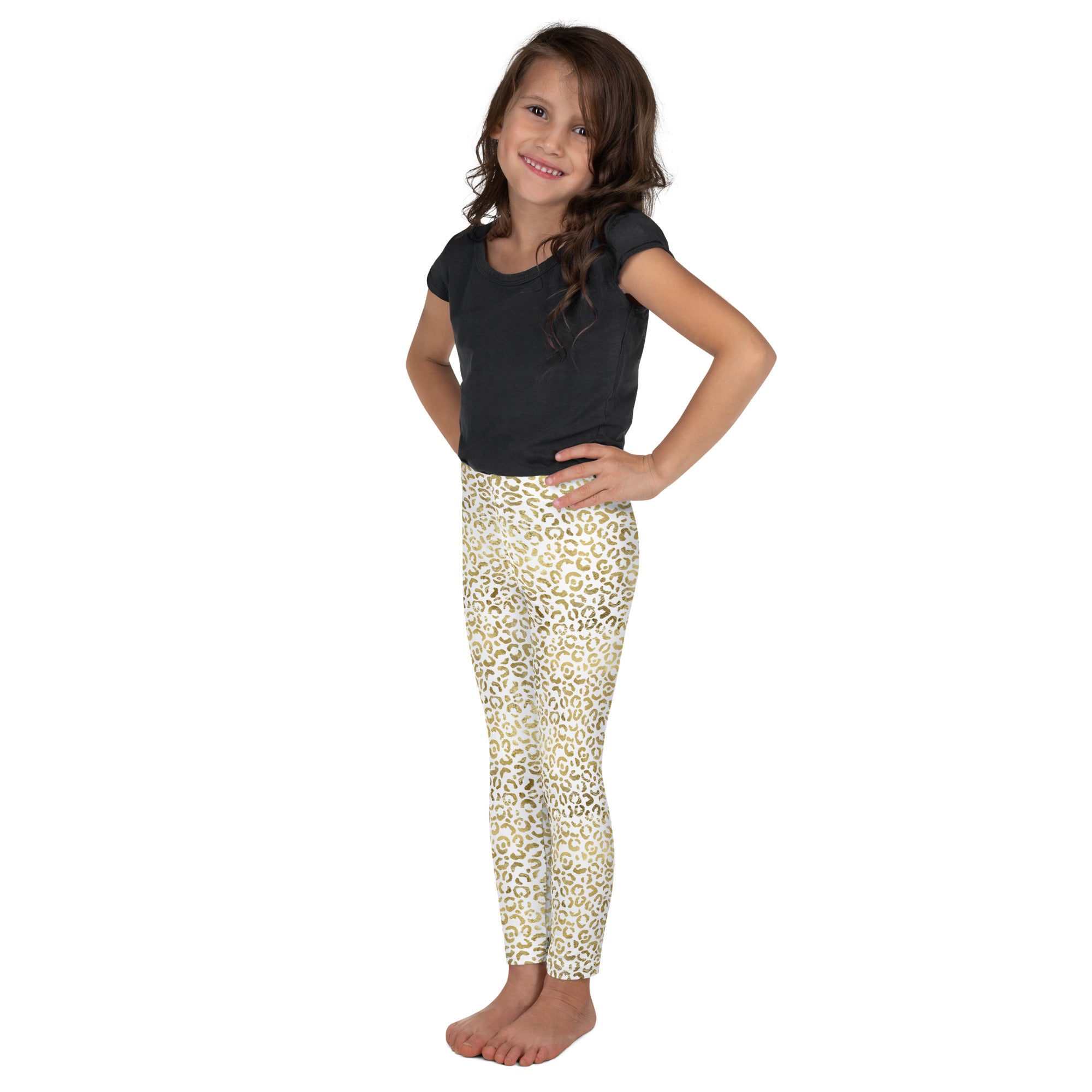Kid's Leggings Leopard White and Gold