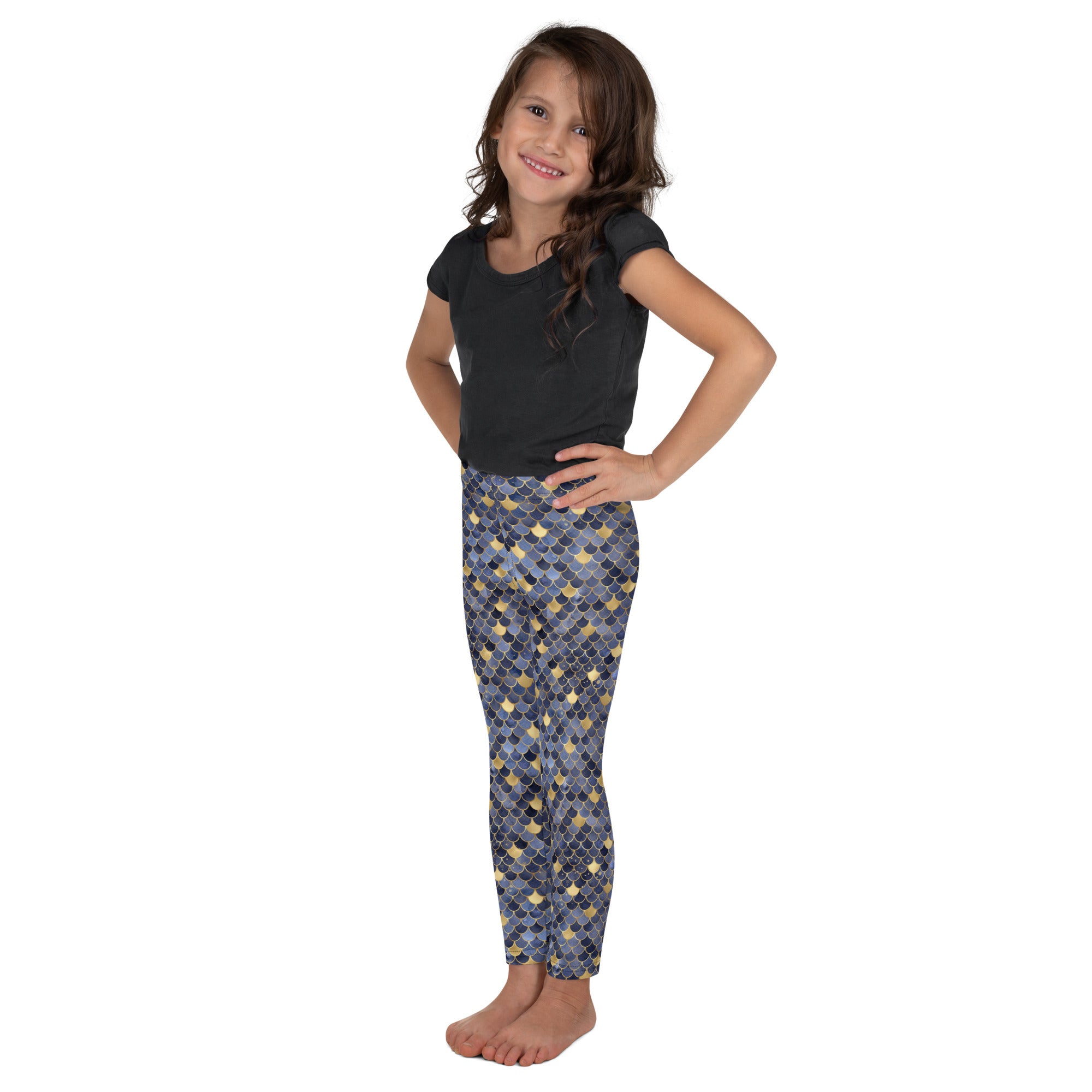 Kid's Leggings Mermaid Blue and Gold