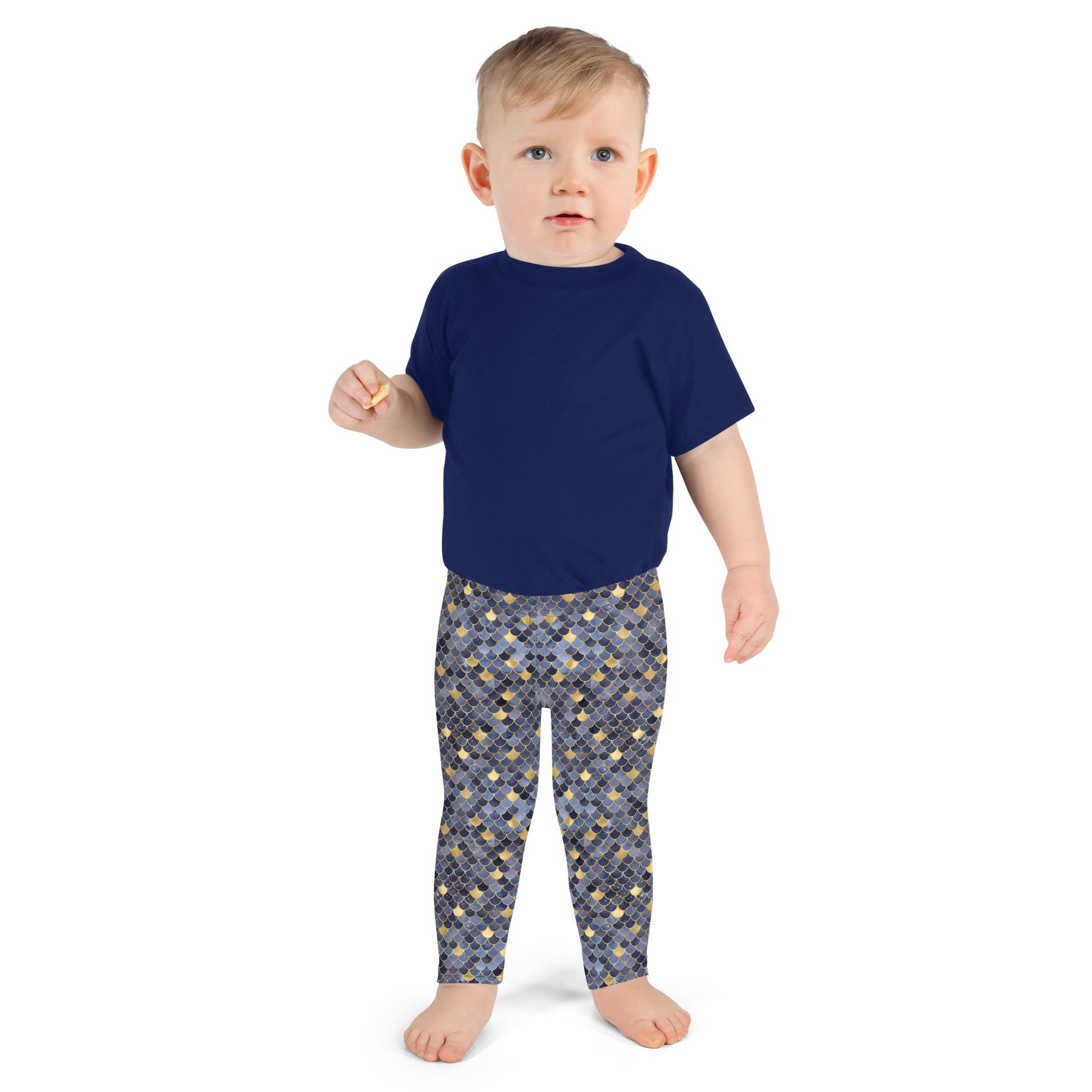 Kid's Leggings Mermaid Blue and Gold