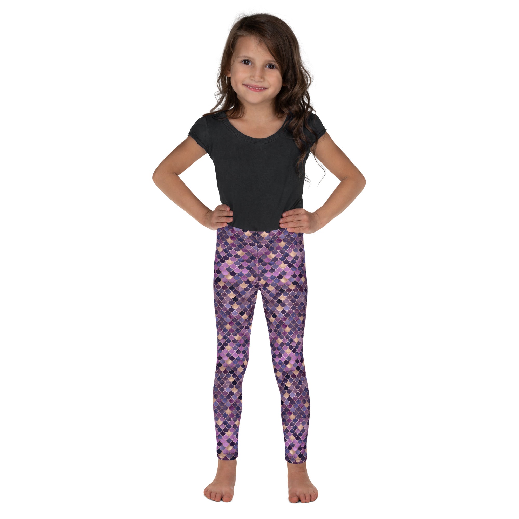 Kid's Leggings Mermaid Purple and Gold