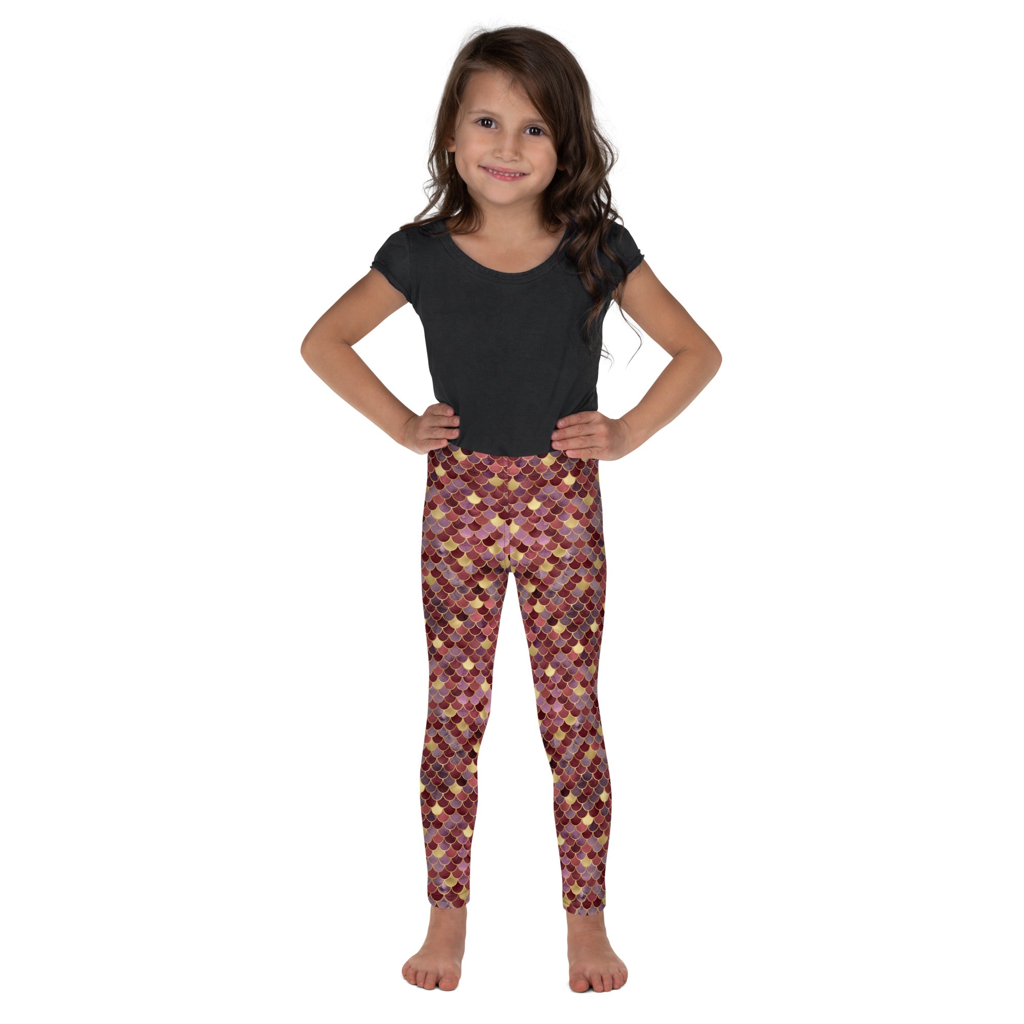 Kid's Leggings Mermaid Red and Gold