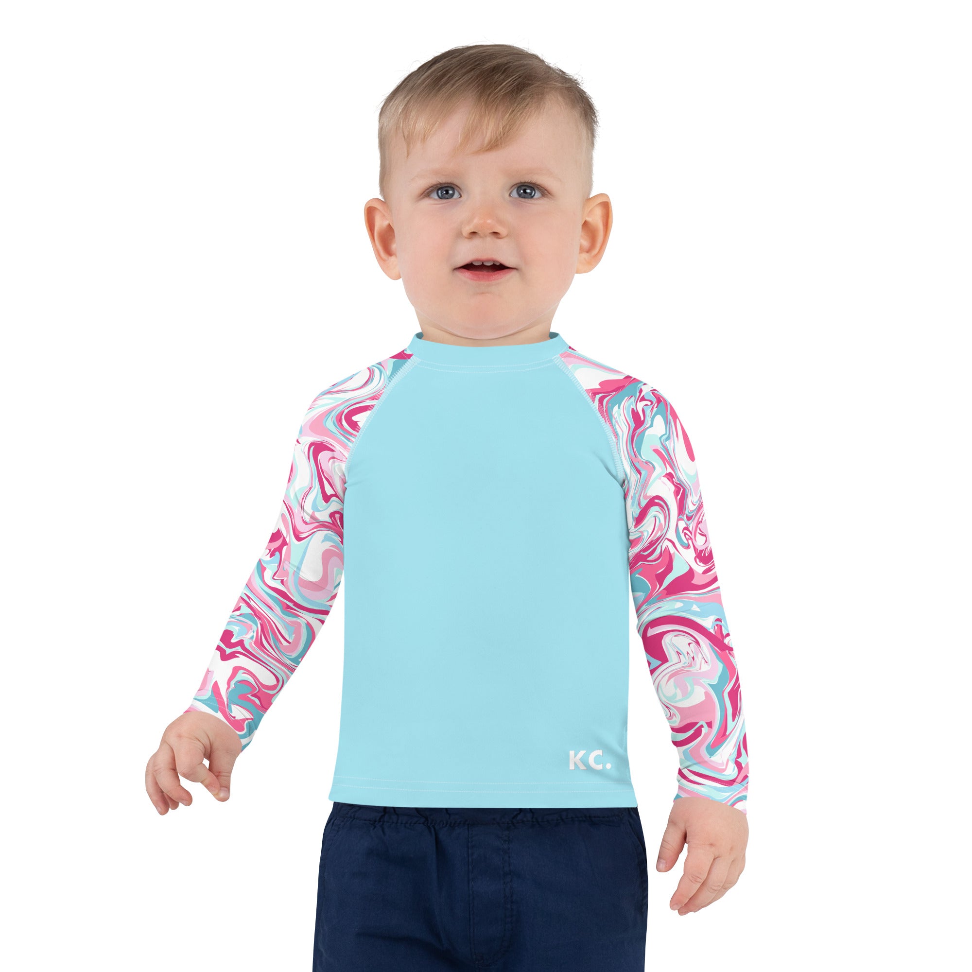 Kids Rash Guard Pink Marble