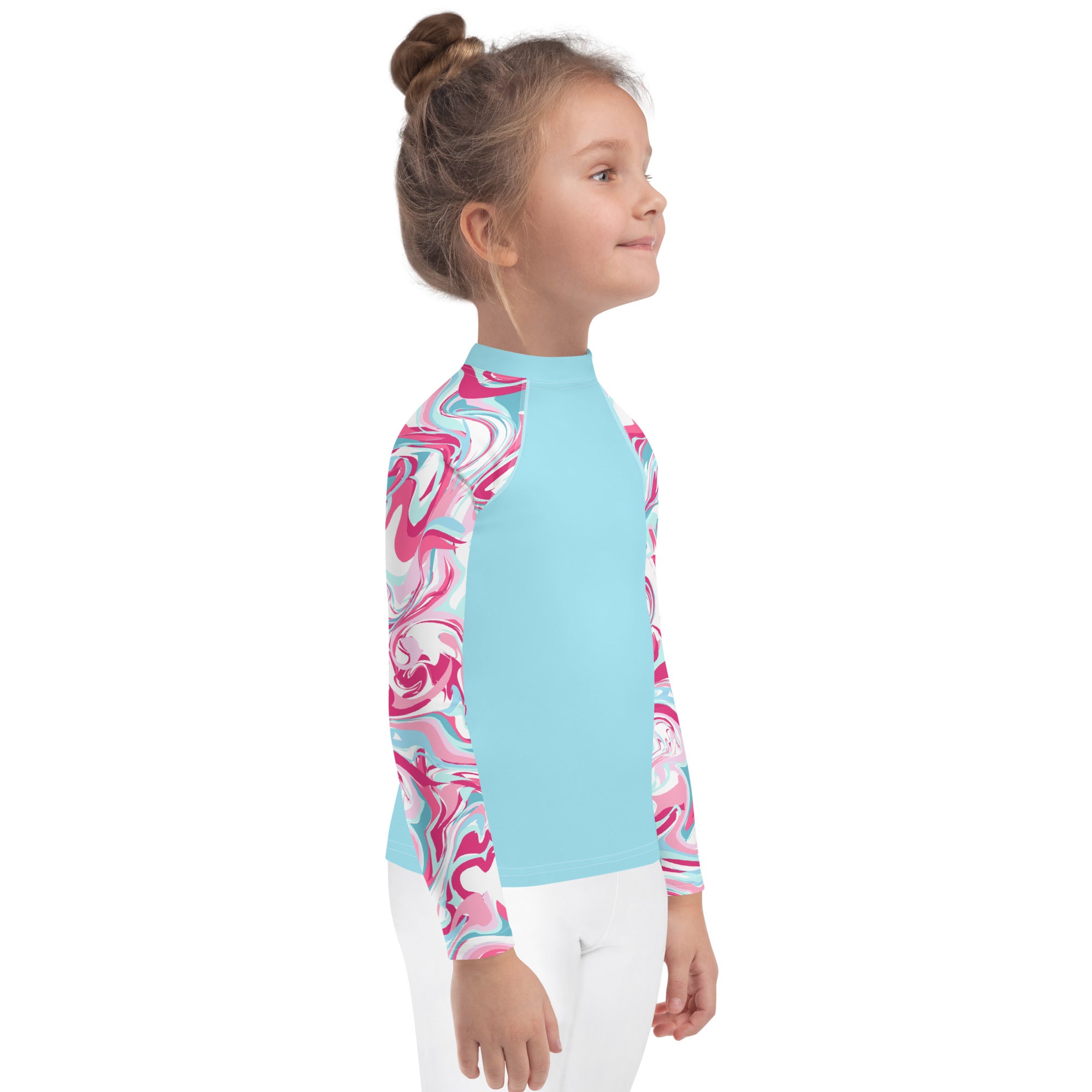 Kids Rash Guard Pink Marble