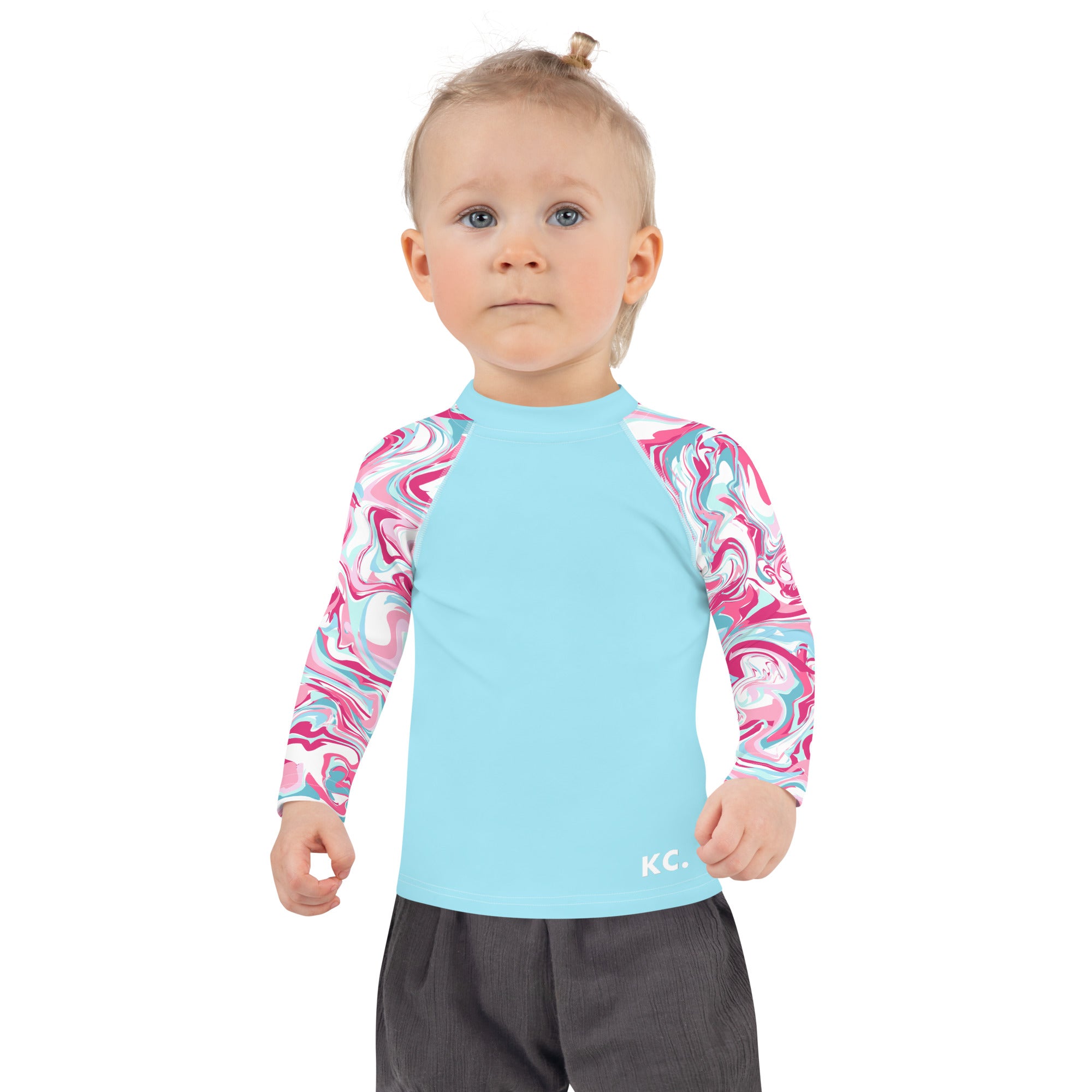 Kids Rash Guard Pink Marble