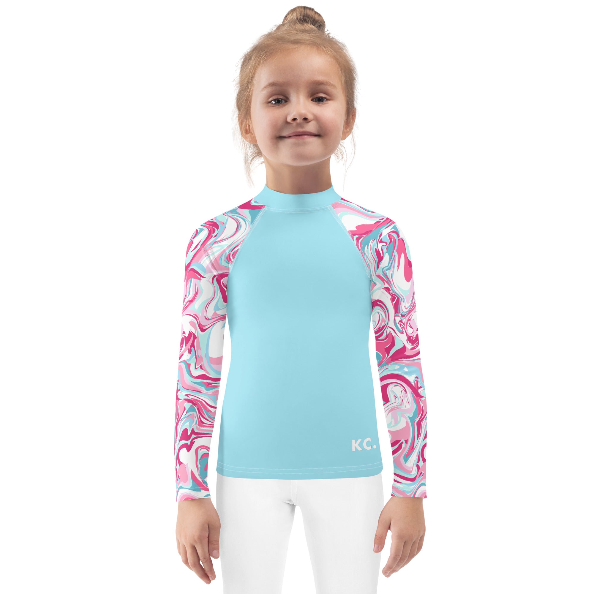 Kids Rash Guard Pink Marble