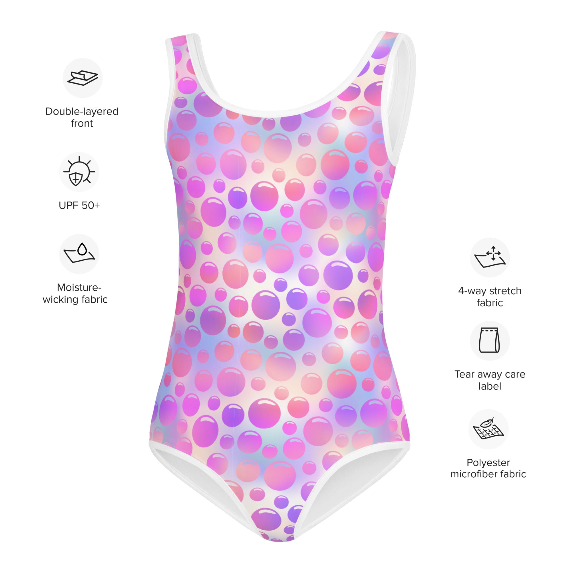 Kids Swimsuit Bubbles Pink and Blue