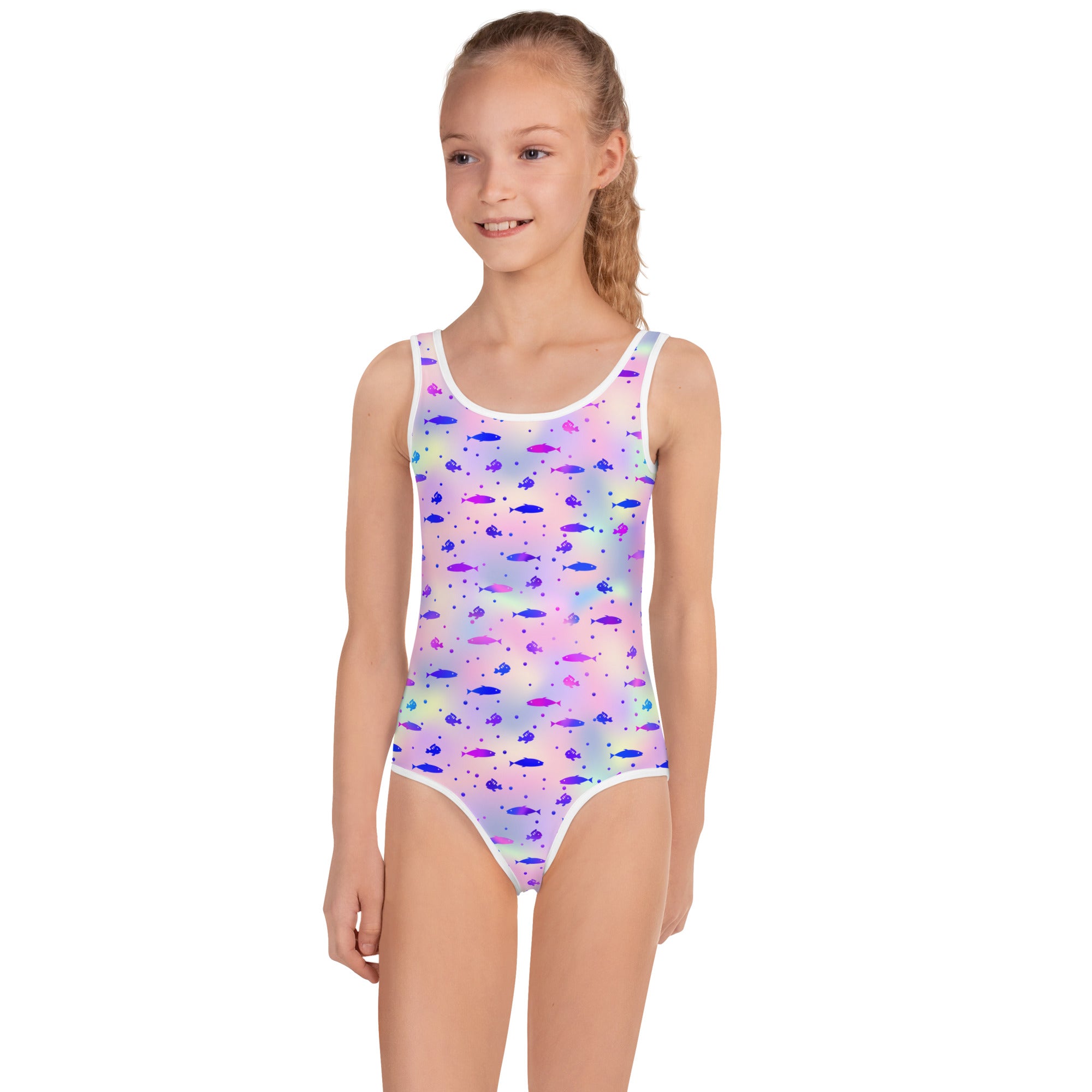 Kids Swimsuit Fish Pink and Blue