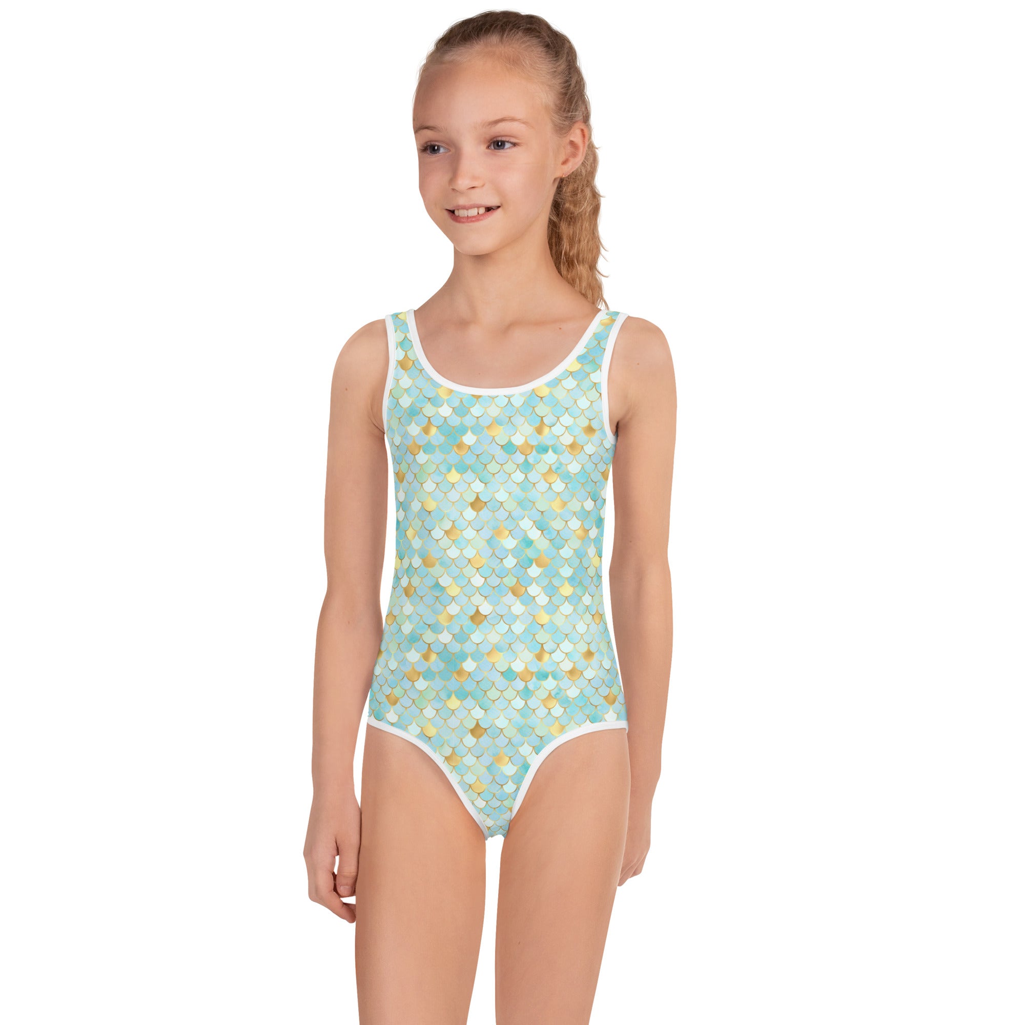 Kids Swimsuit Mermaid Cyan