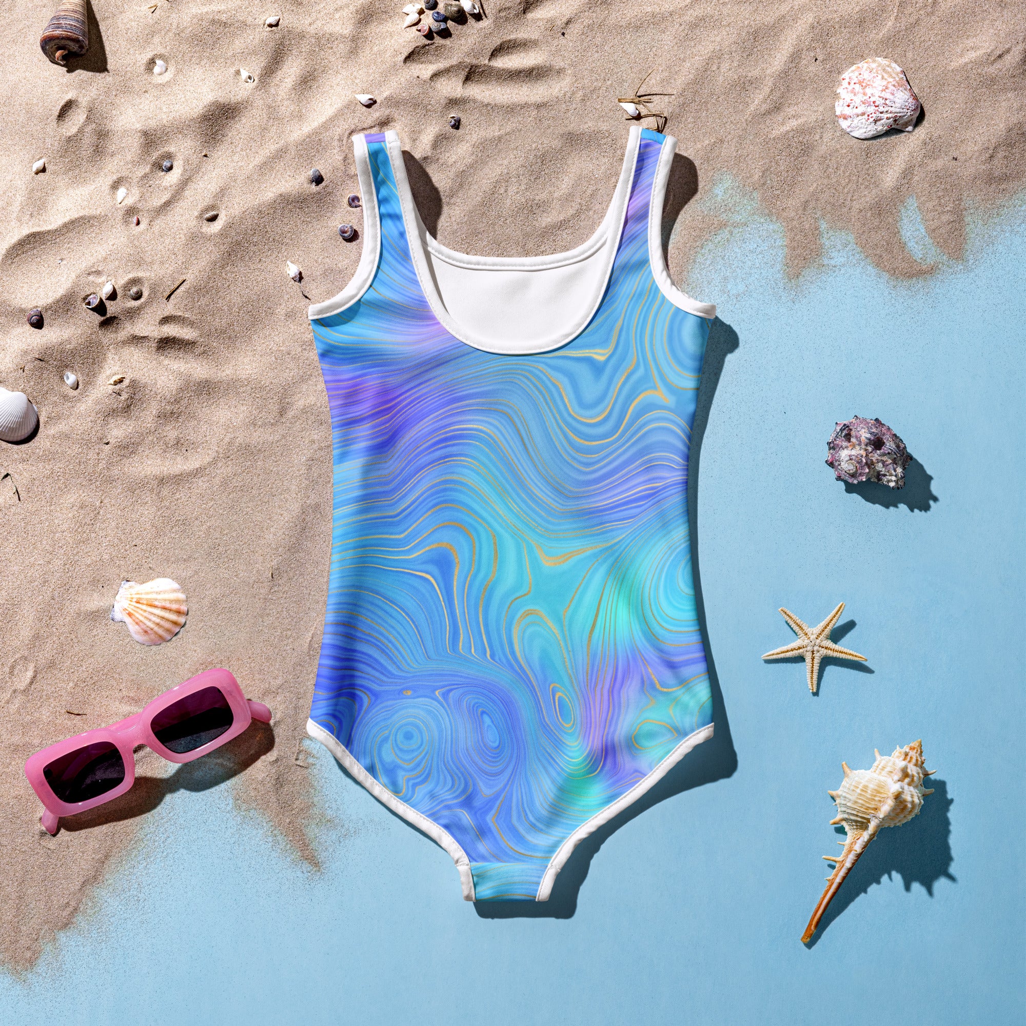 Kids Swimsuit Rainbow Blue