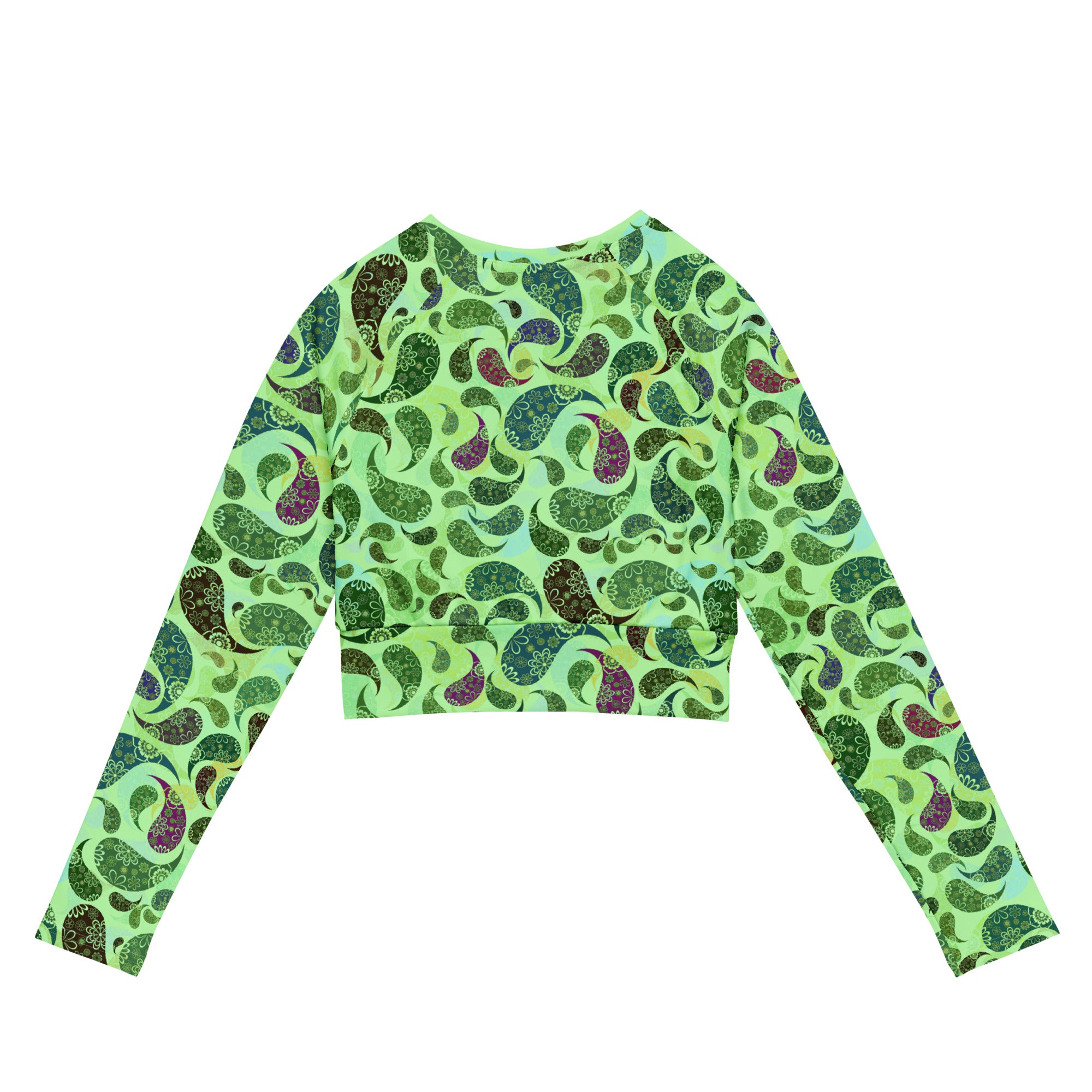 long sleeve crop top Paisley green