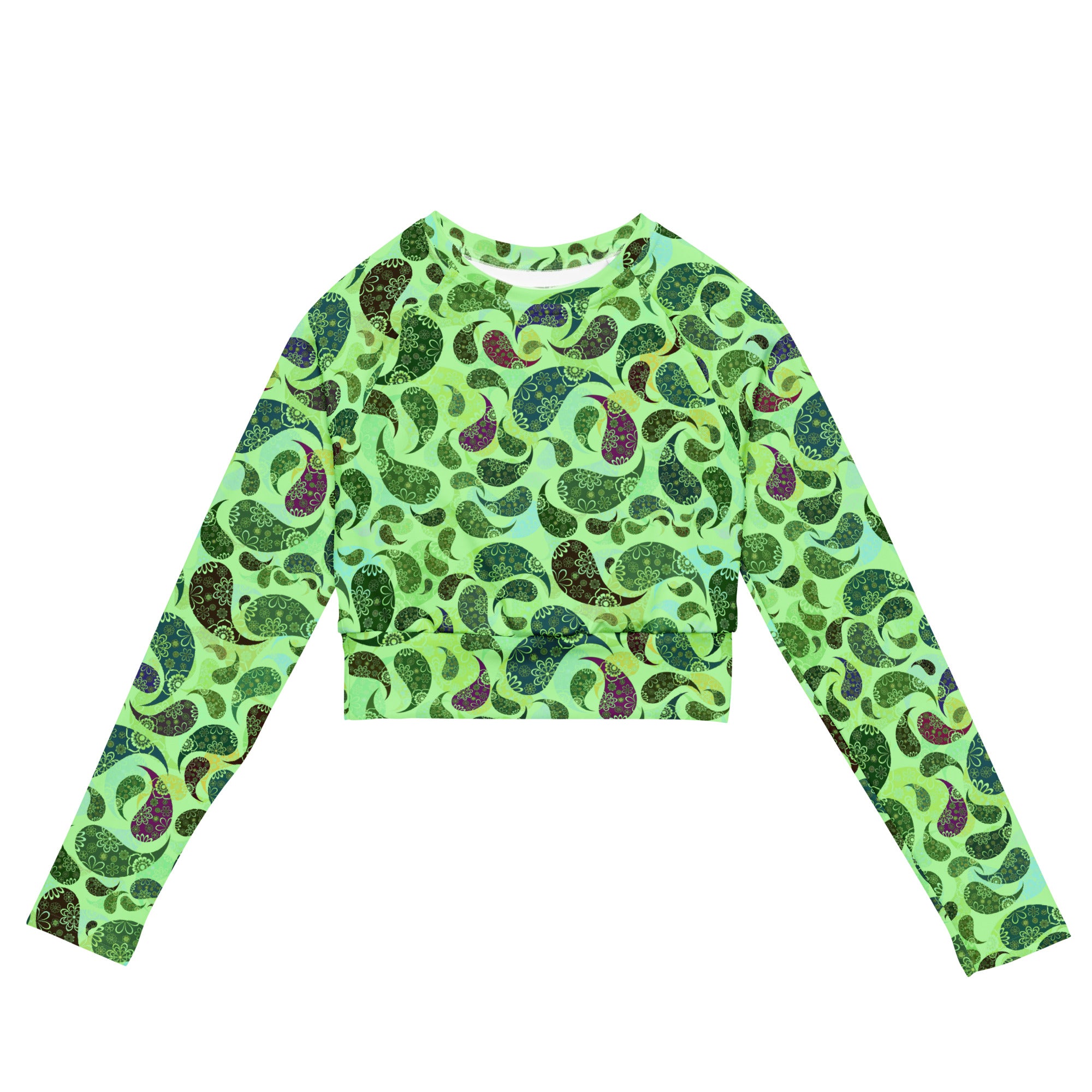 long sleeve crop top Paisley green