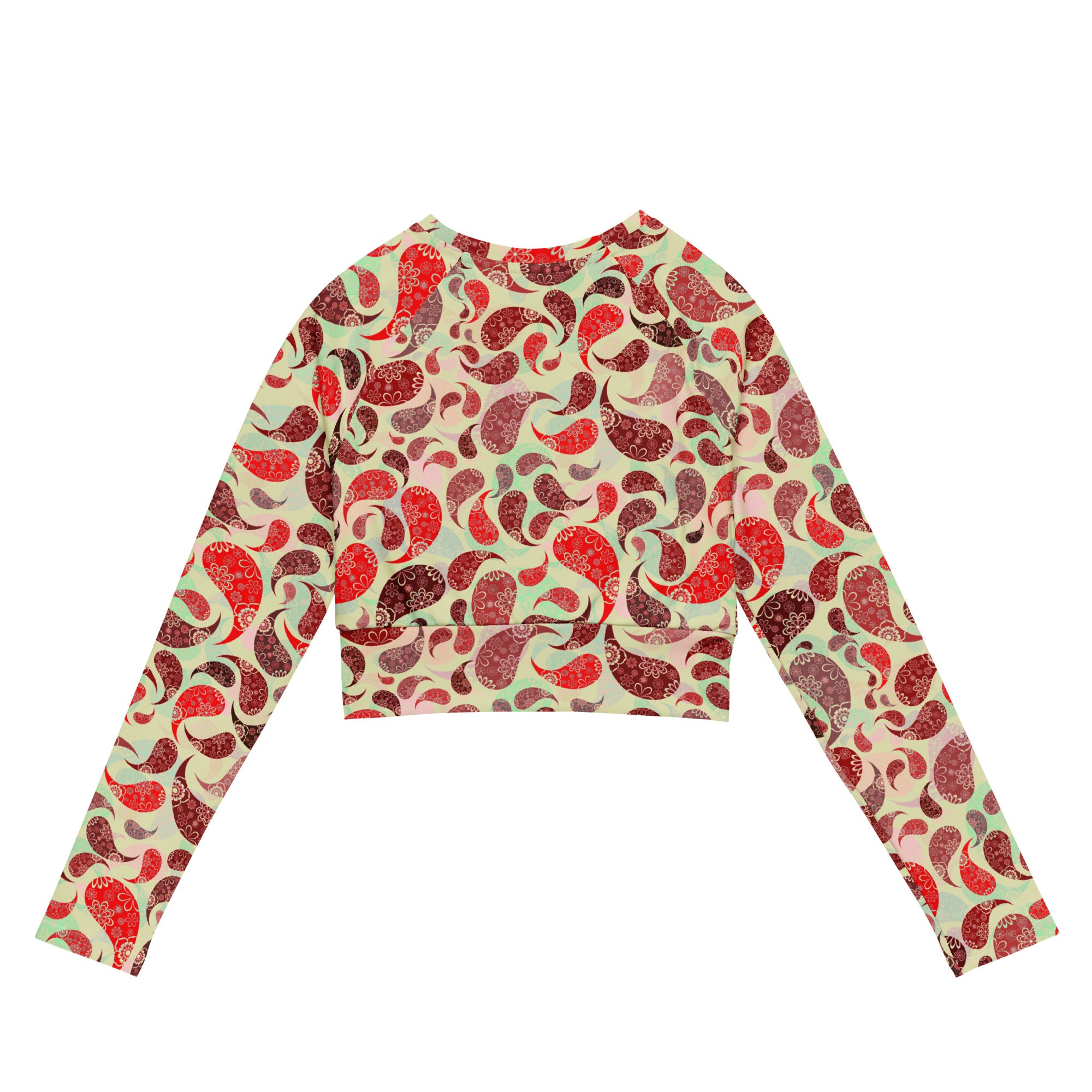 Long sleeve crop top paisley red