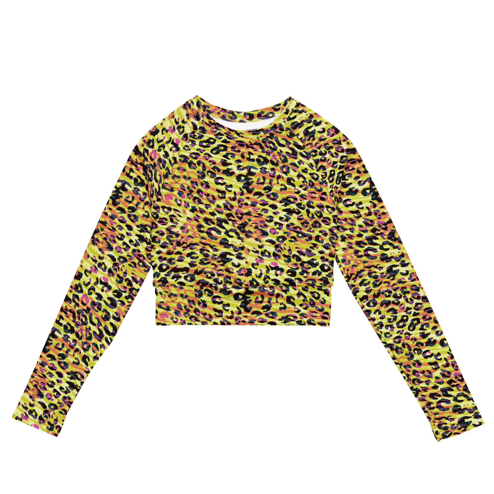 long sleeve crop top Zebra and Leopard print Yellow with orange