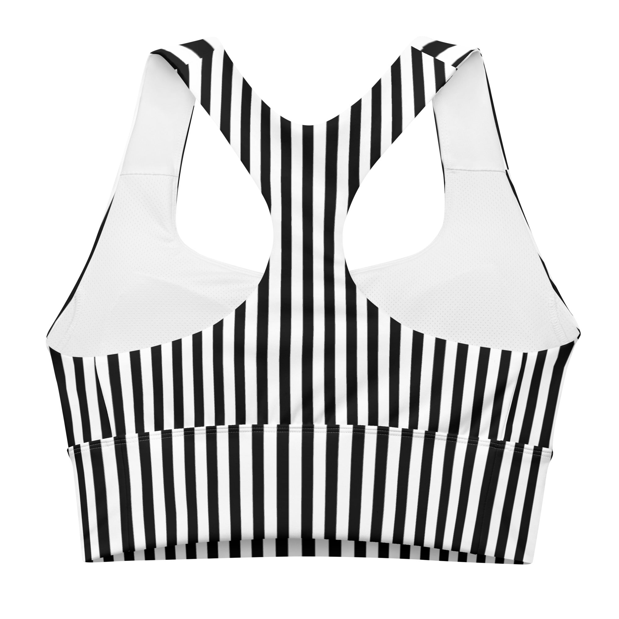 Longline sports bra Black and White Stripes