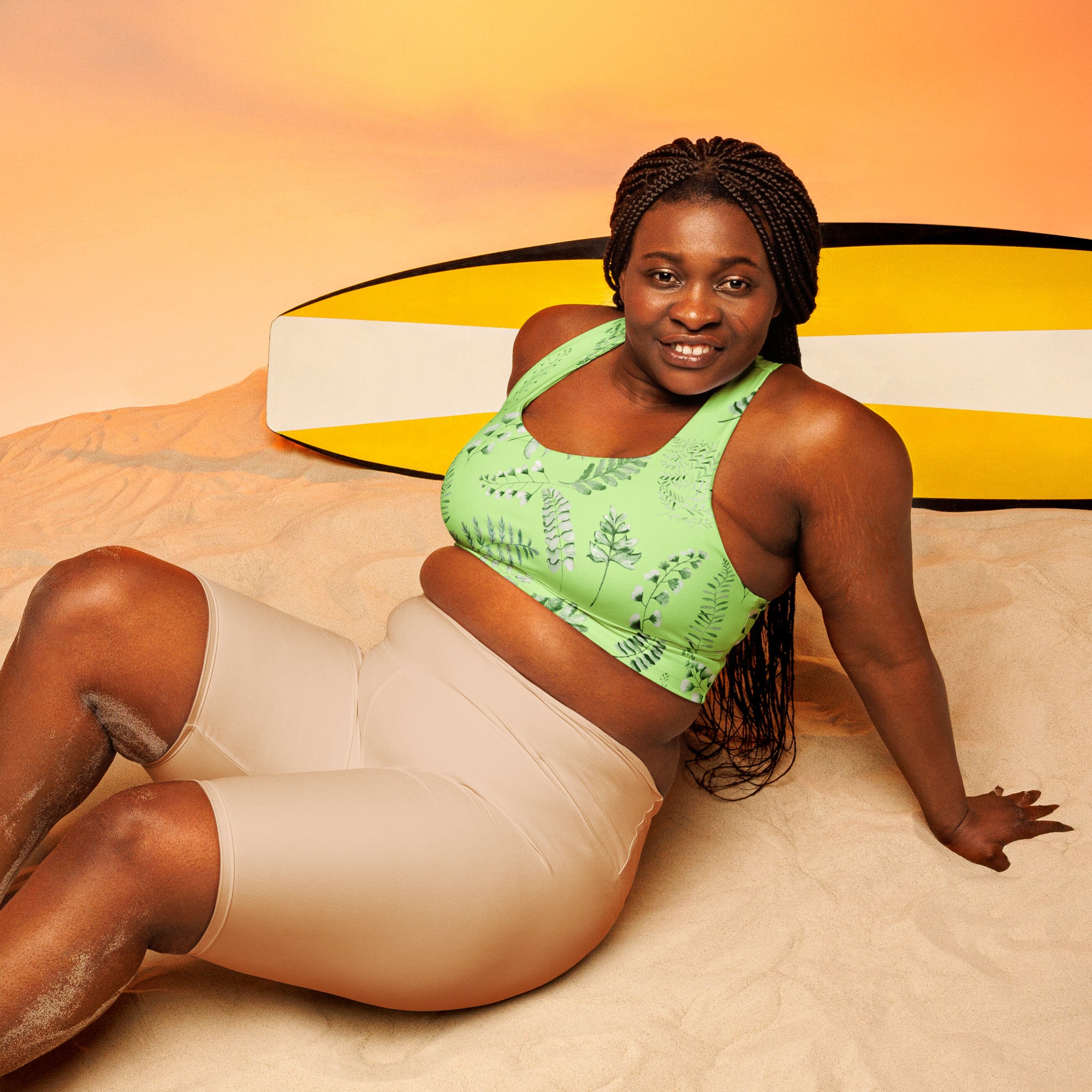 Longline sports bra Green Fern