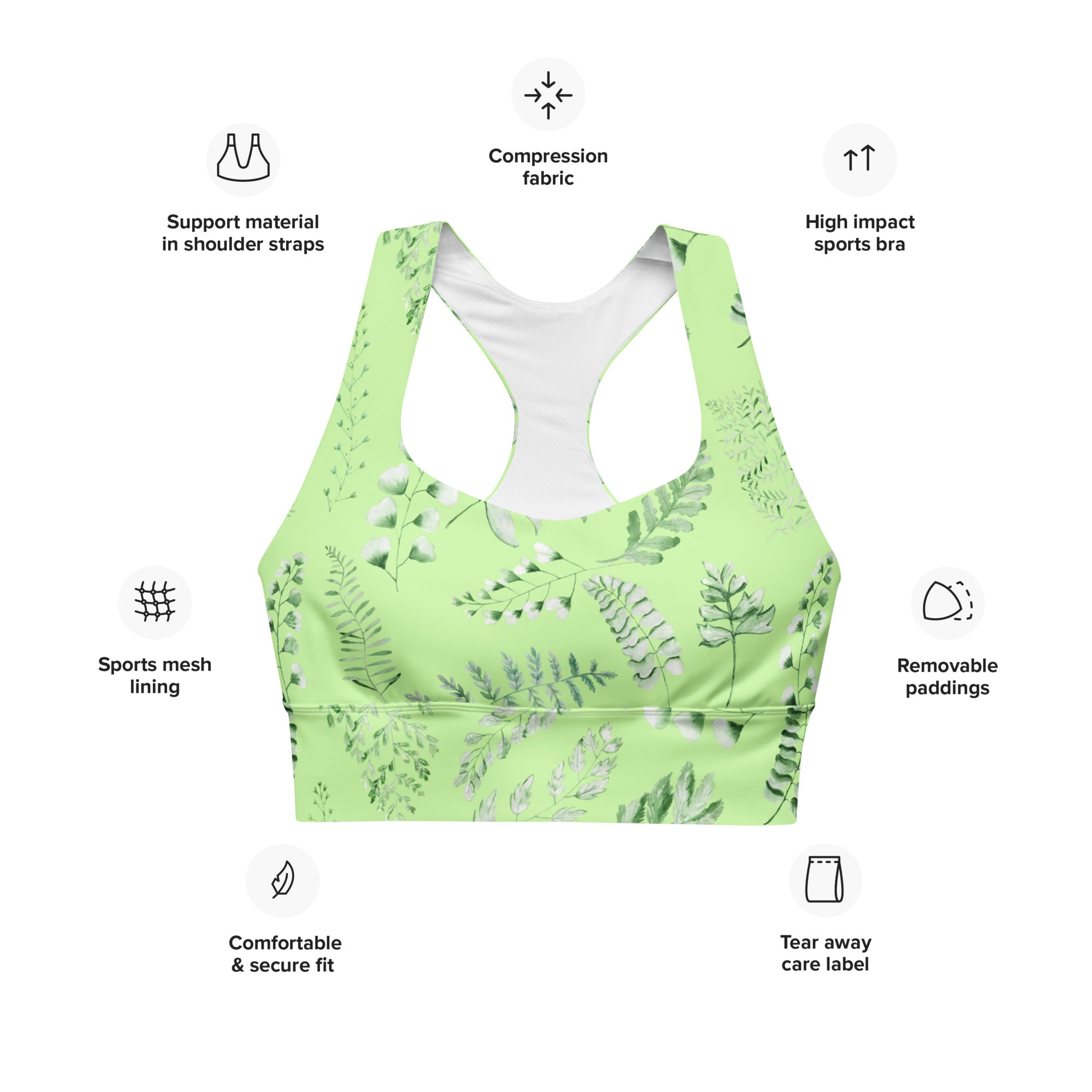 Longline sports bra Green Fern
