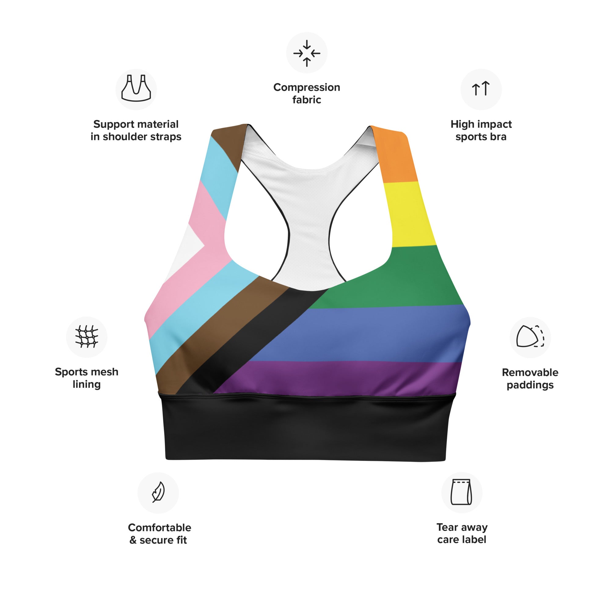 Longline sports bra Progress Pride