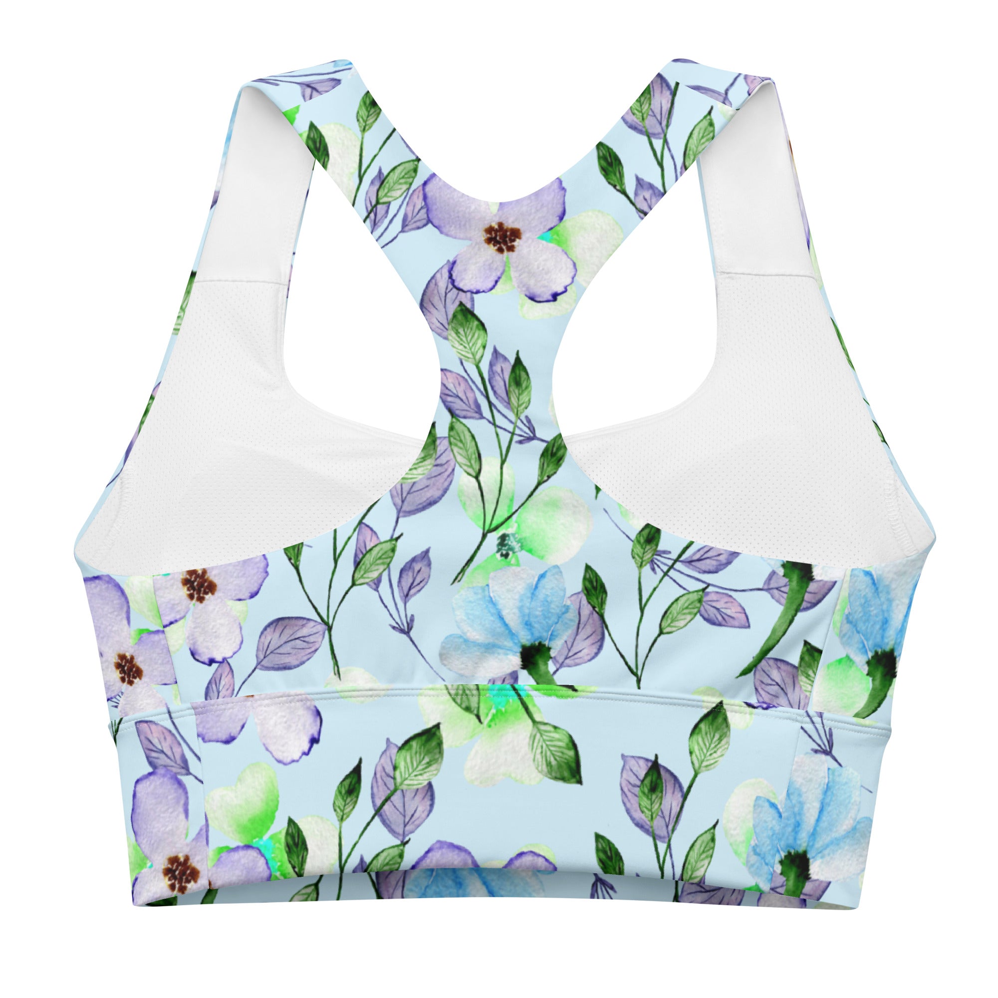 Longline sports bra Summer Flowers Blue