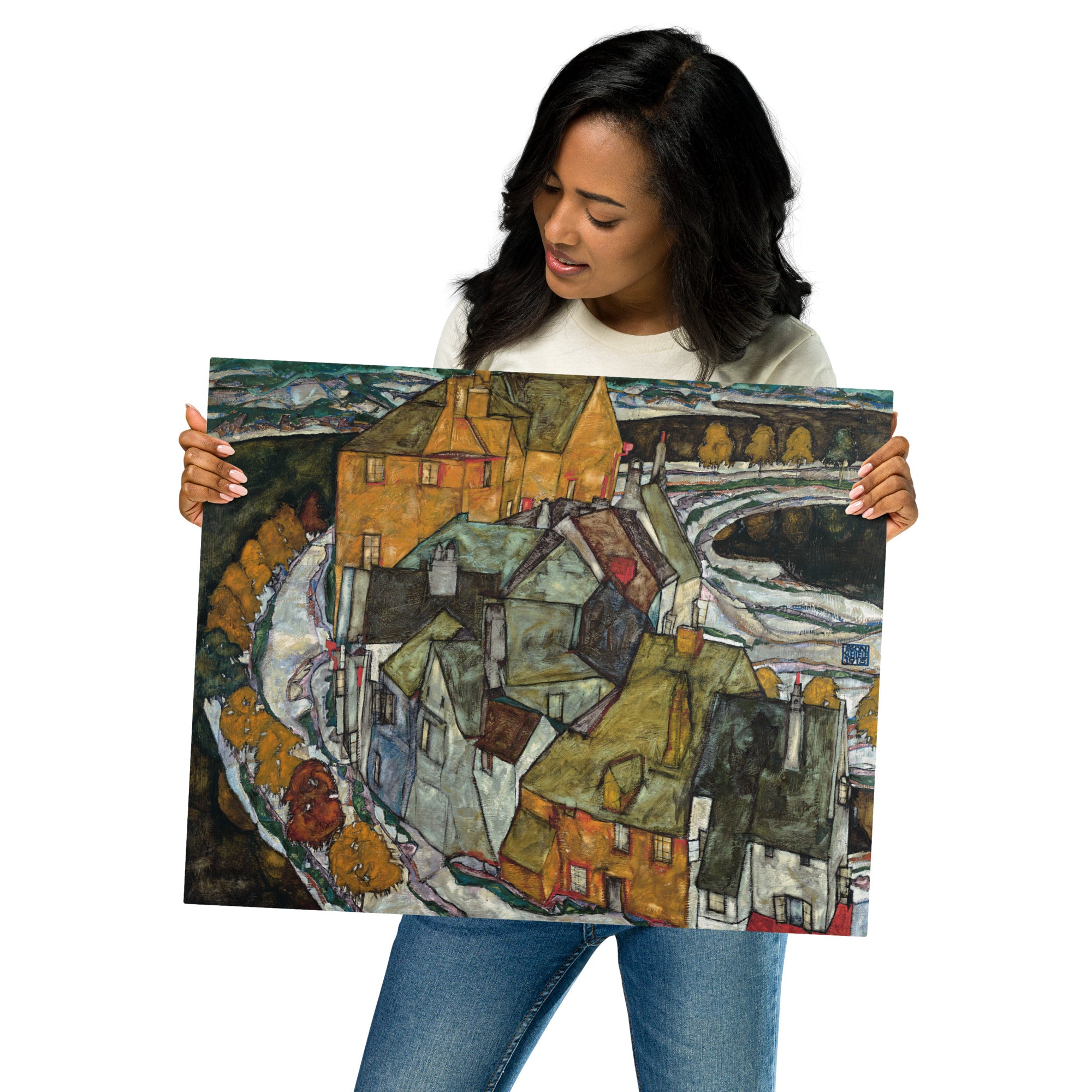 Metal prints Egon Schiele Austrian 1890 1928 Crescent of Houses II 1915