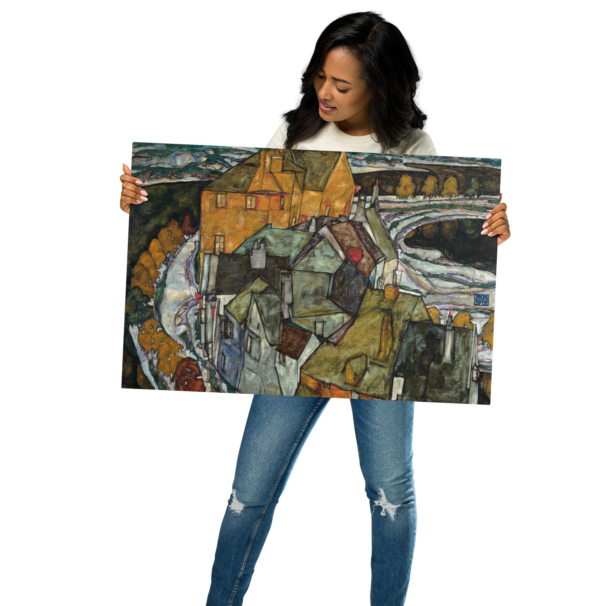 Metal prints Egon Schiele Austrian 1890 1928 Crescent of Houses II 1915