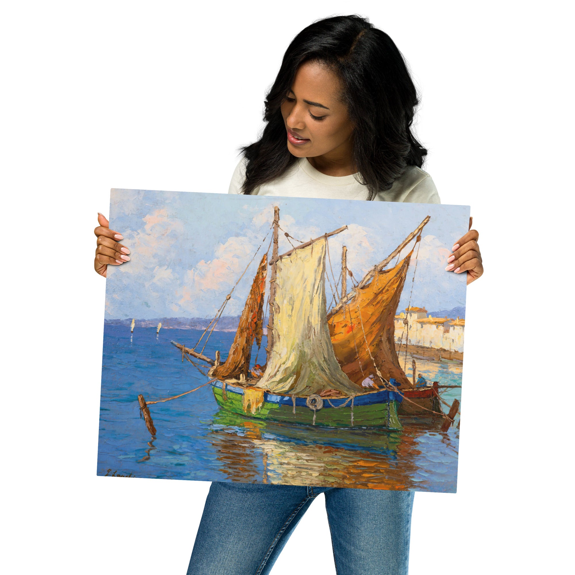 Metal prints Georgy Alexandrovich Lapchine Russian 1885 1950 Le Retour Des Pêcheurs