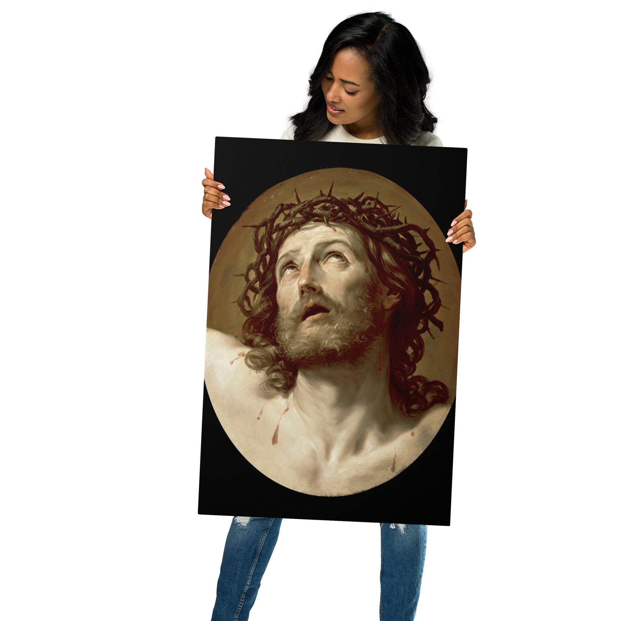 Metal prints Guido Reni Italian 1575 1642 Head Of Christ Crowned With Thorns 1630s