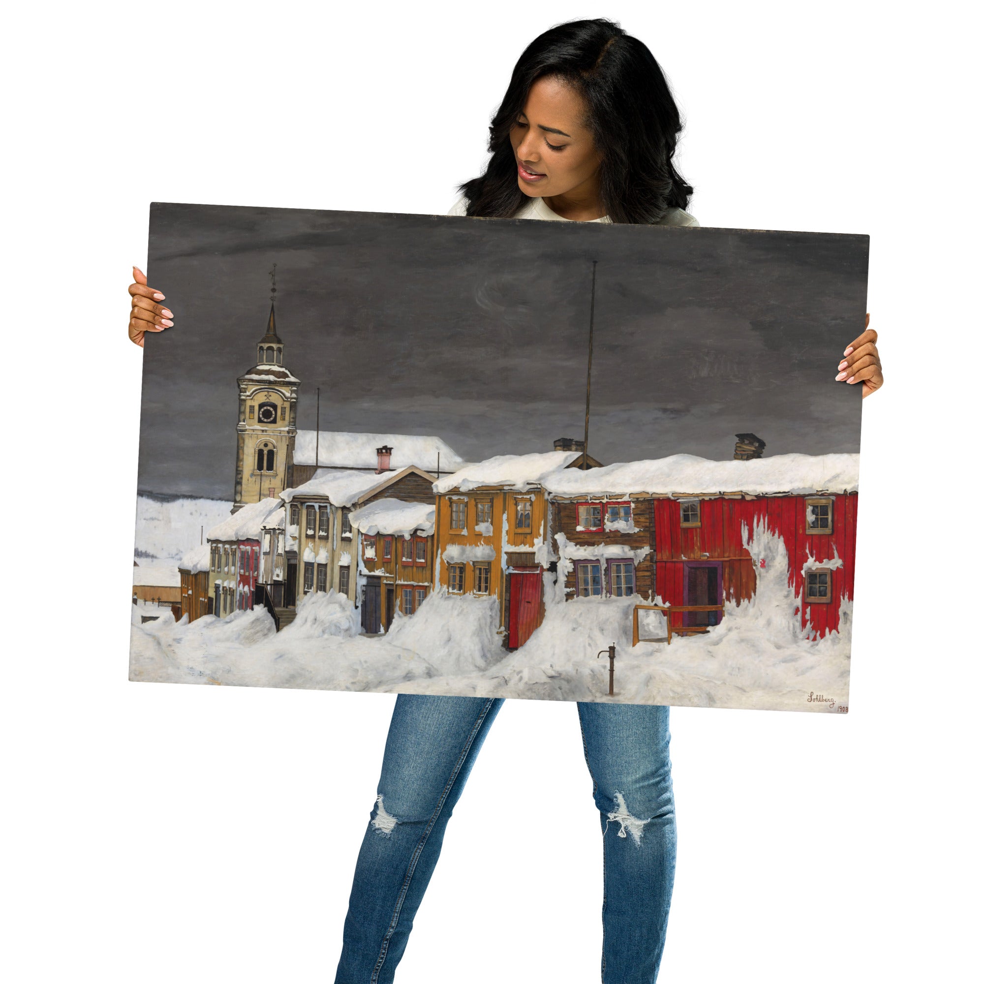 Metal prints Harald Sohlberg Norwegian 1877 1935 Street in Røros in Winter 1903