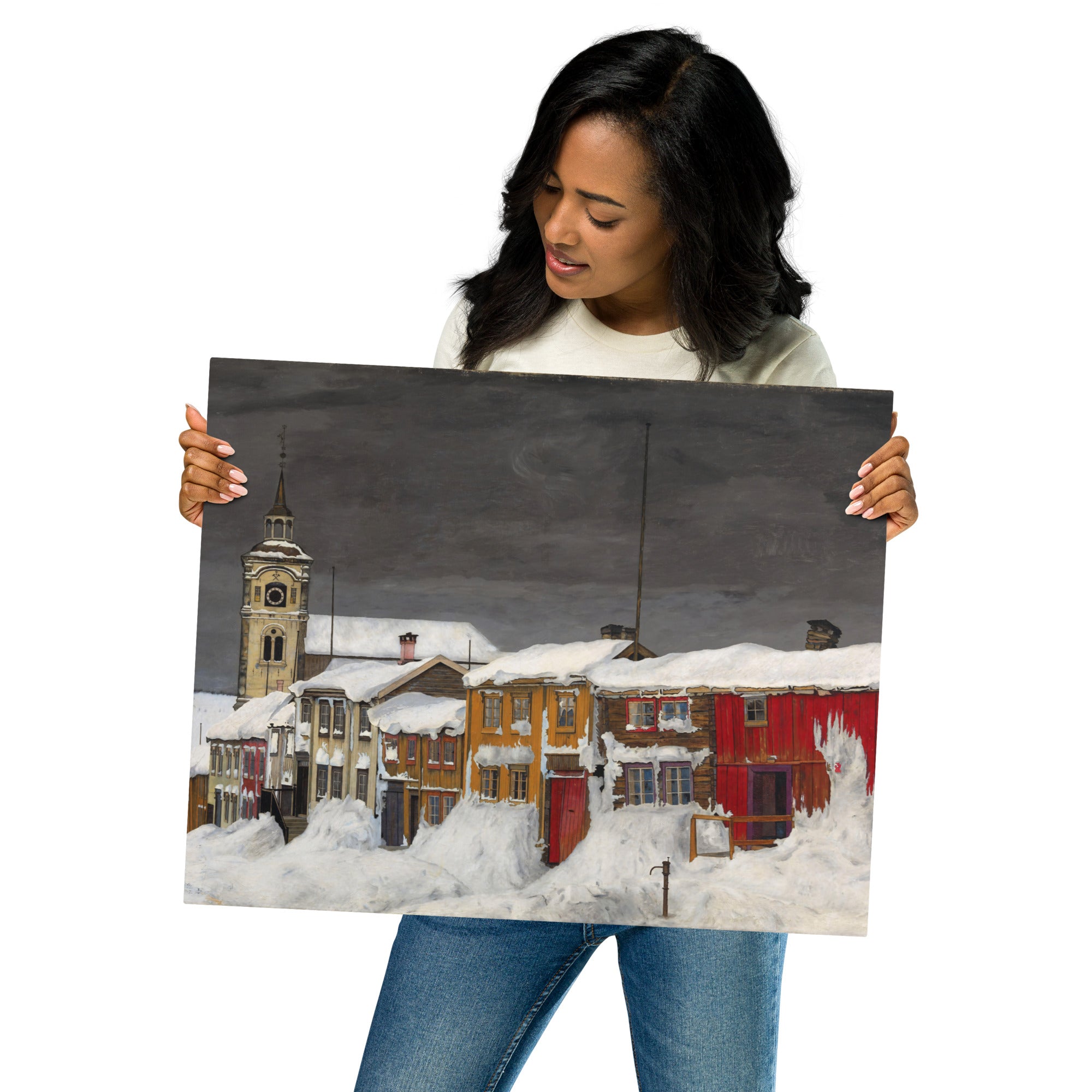 Metal prints Harald Sohlberg Norwegian 1877 1935 Street in Røros in Winter 1903