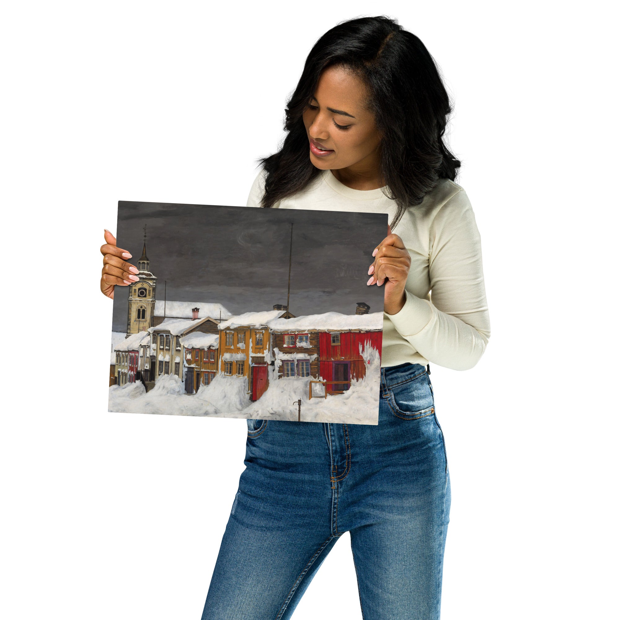 Metal prints Harald Sohlberg Norwegian 1877 1935 Street in Røros in Winter 1903