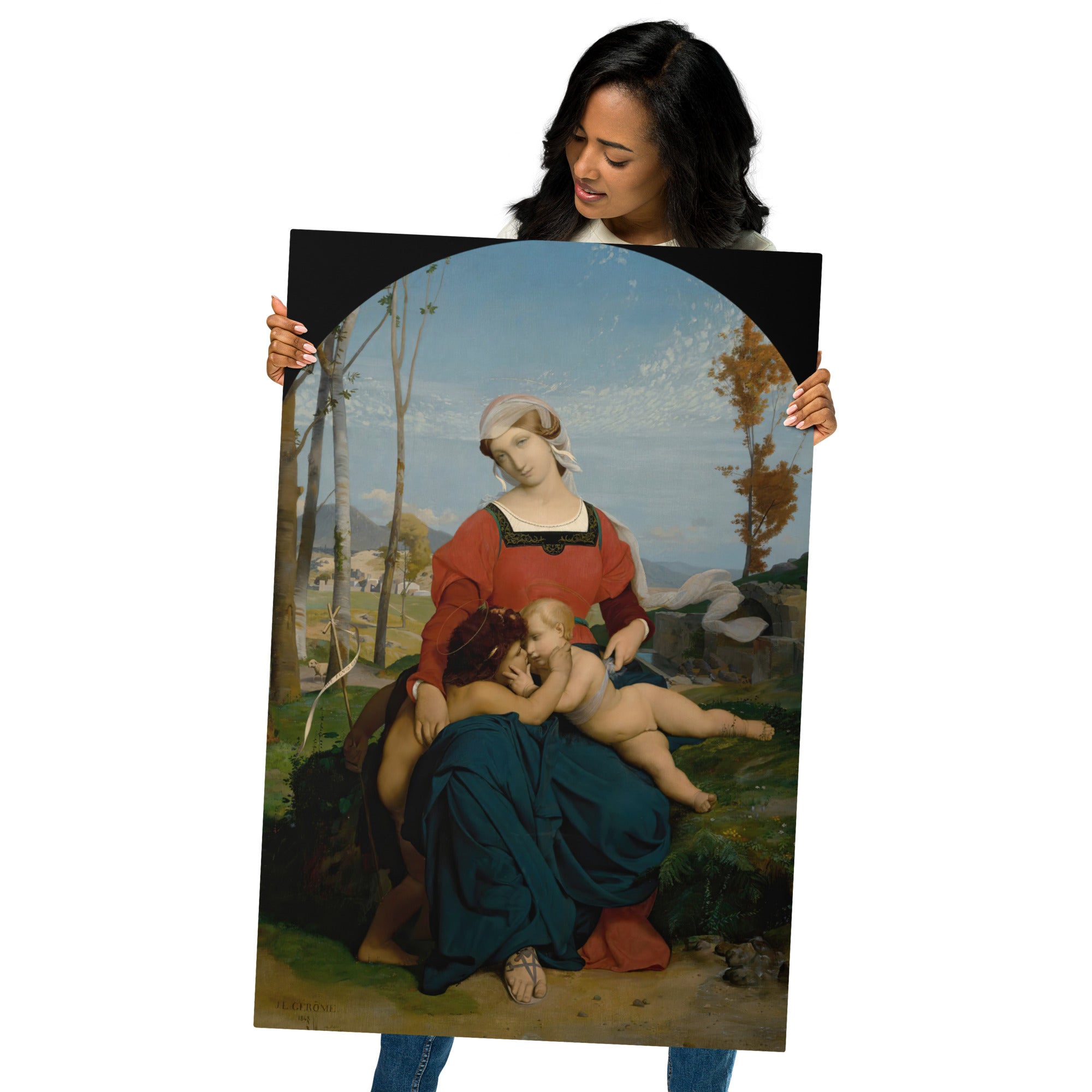 Metal prints Jean Léon Gérôme French 1824 1904 La Vierge L’enfant Jesus Et Saint Jean 1848