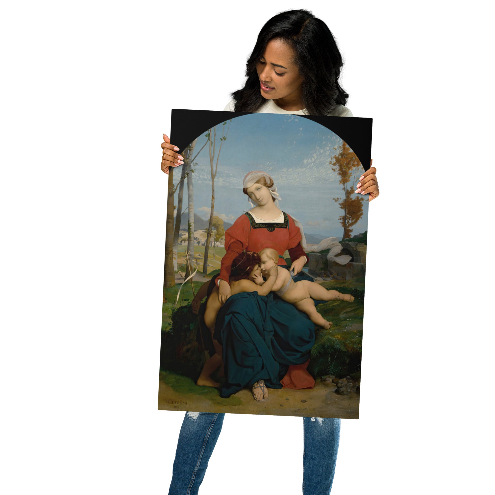 Metal prints Jean Léon Gérôme French 1824 1904 La Vierge L’enfant Jesus Et Saint Jean 1848