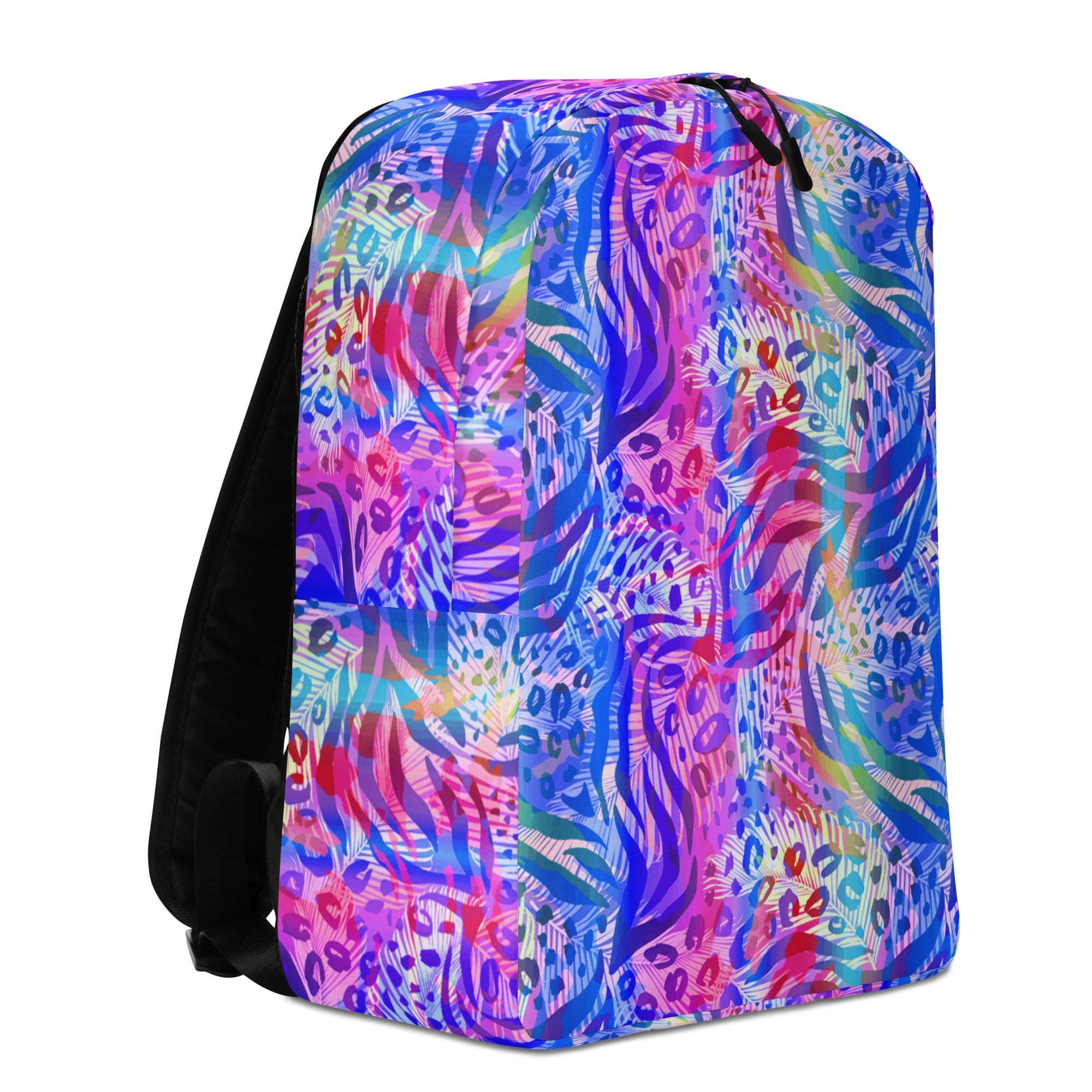 Minimalist Backpack Animal print summer Blue,Pink with Yellow