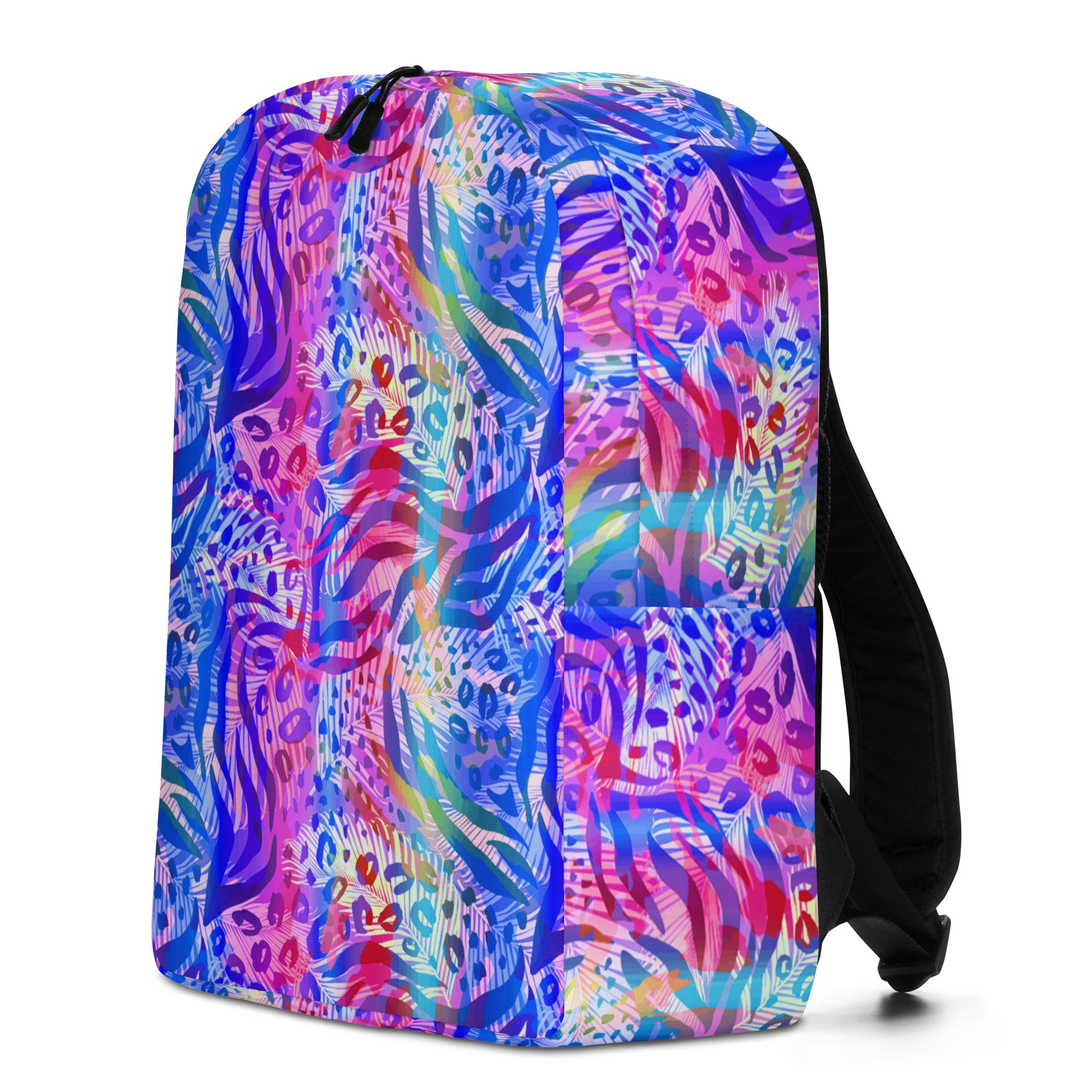 Minimalist Backpack Animal print summer Blue,Pink with Yellow