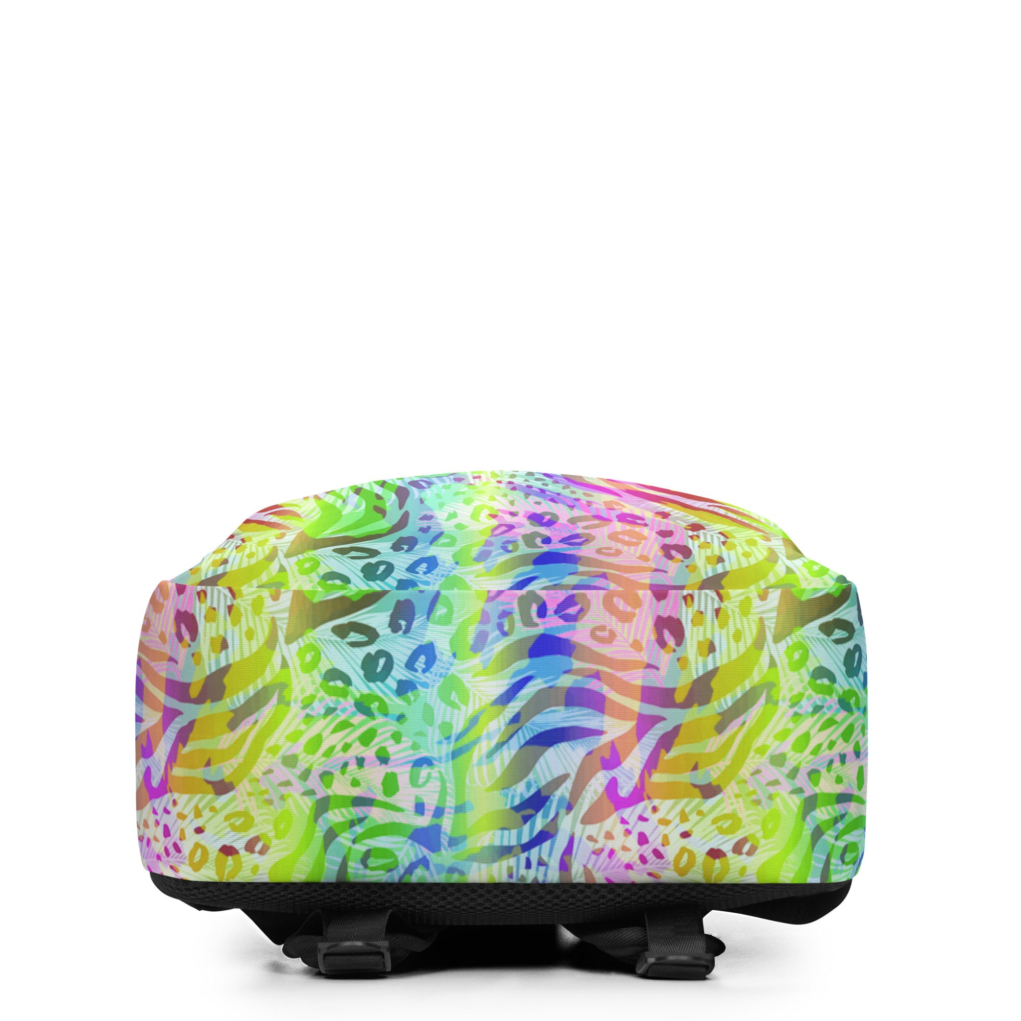 Minimalist Backpack Animal print summer Green,Blue with Yellow