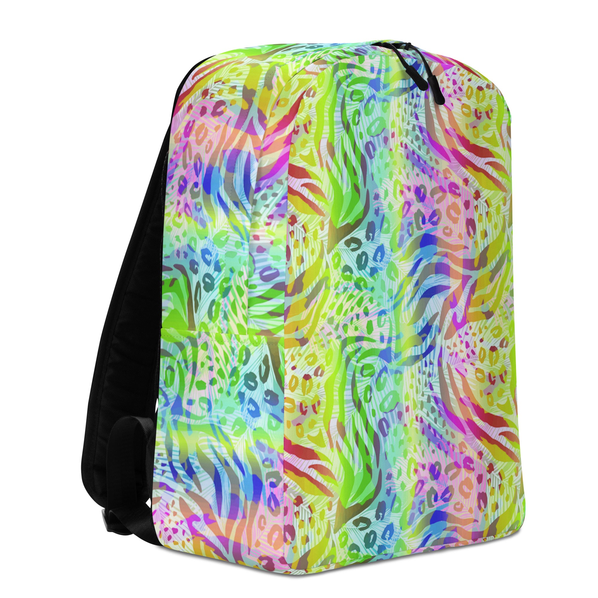 Minimalist Backpack Animal print summer Green,Blue with Yellow