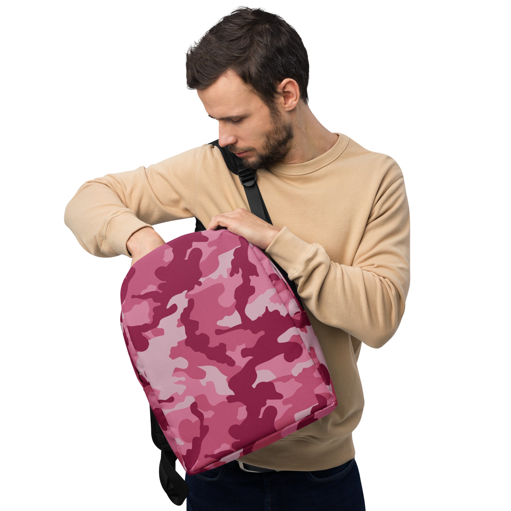 Minimalist Backpack Camo Dark Pink